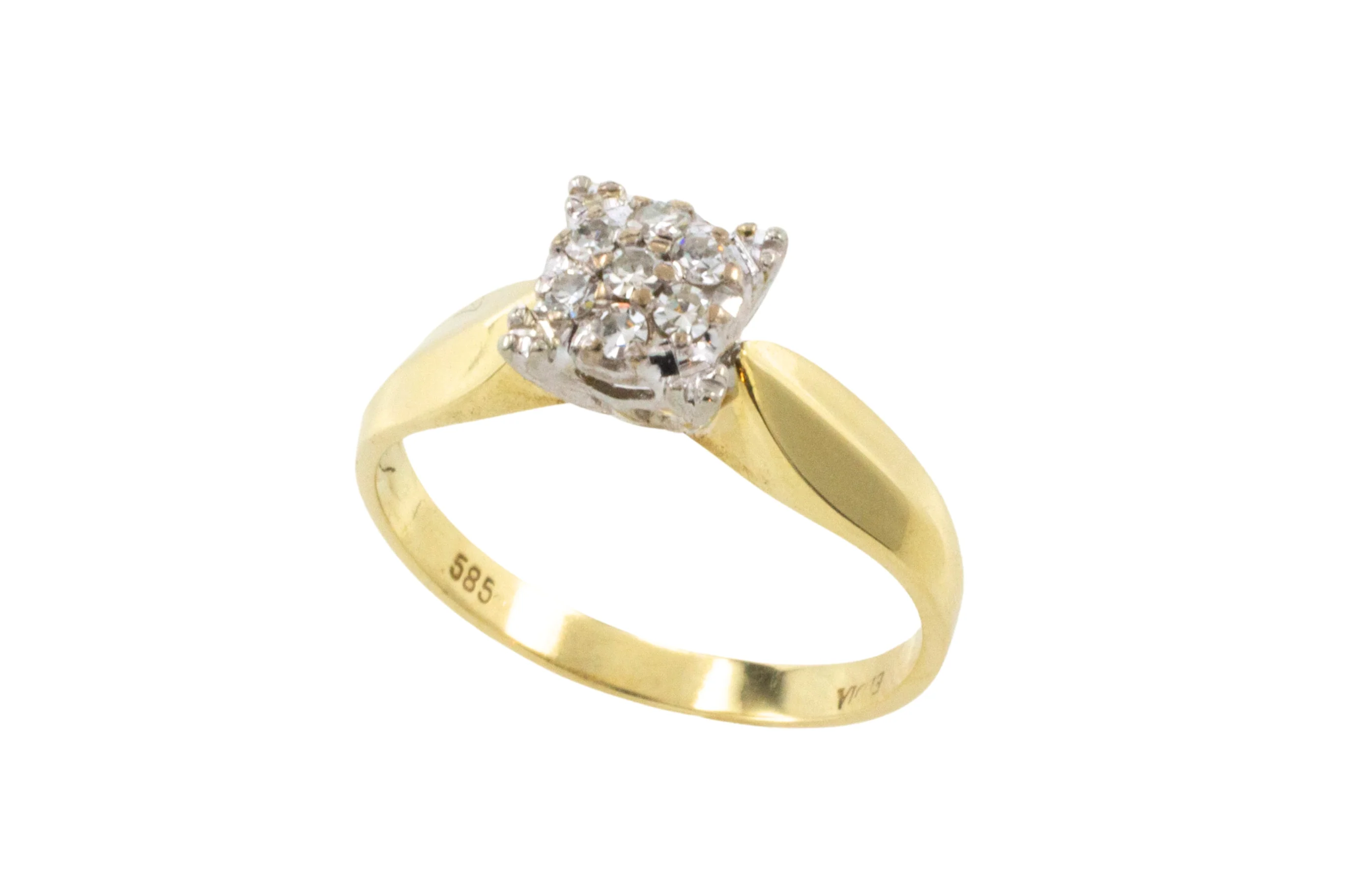 14 carat gold solitaire style ring with diamonds - Image 3