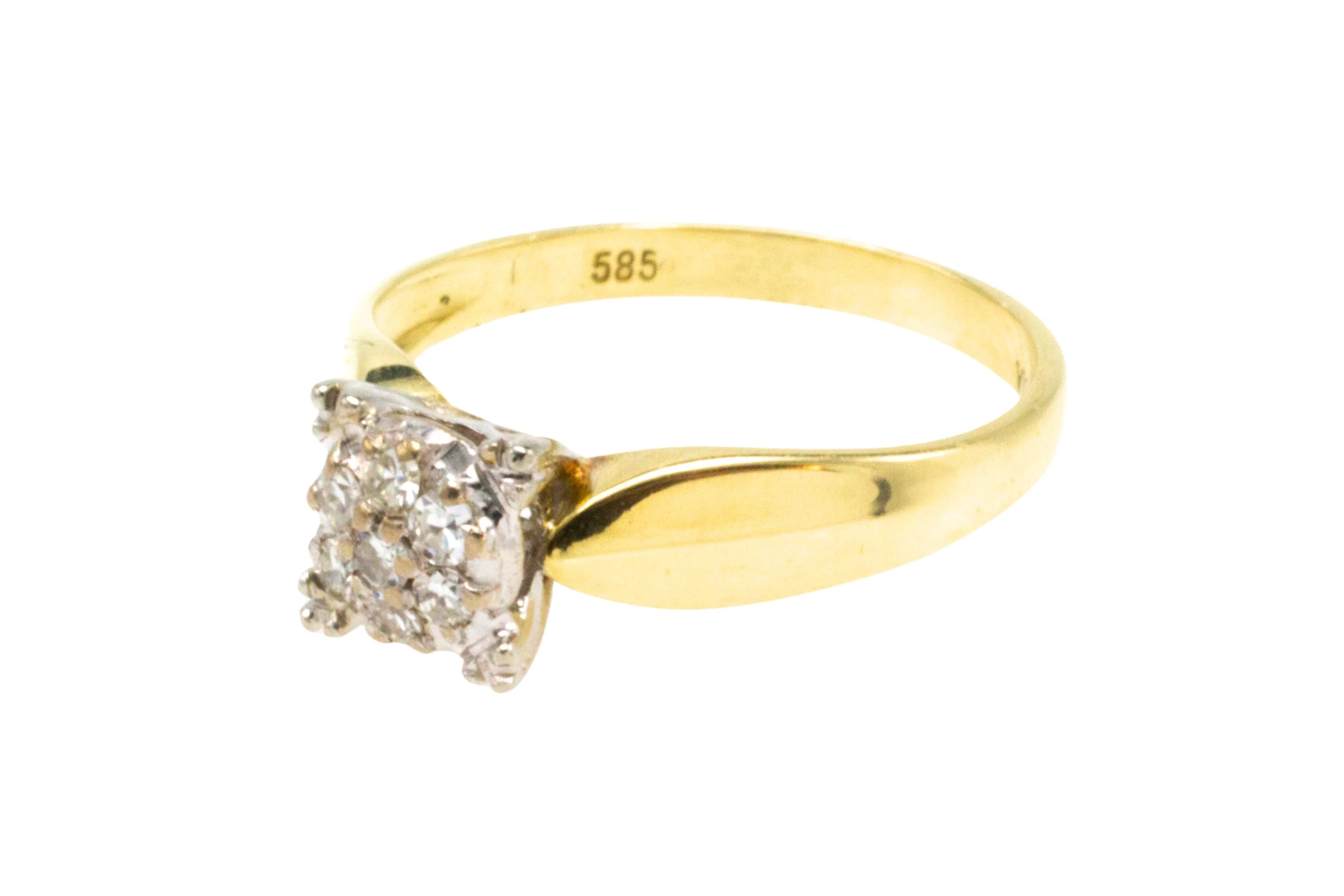 14 carat gold solitaire style ring with diamonds - Image 4