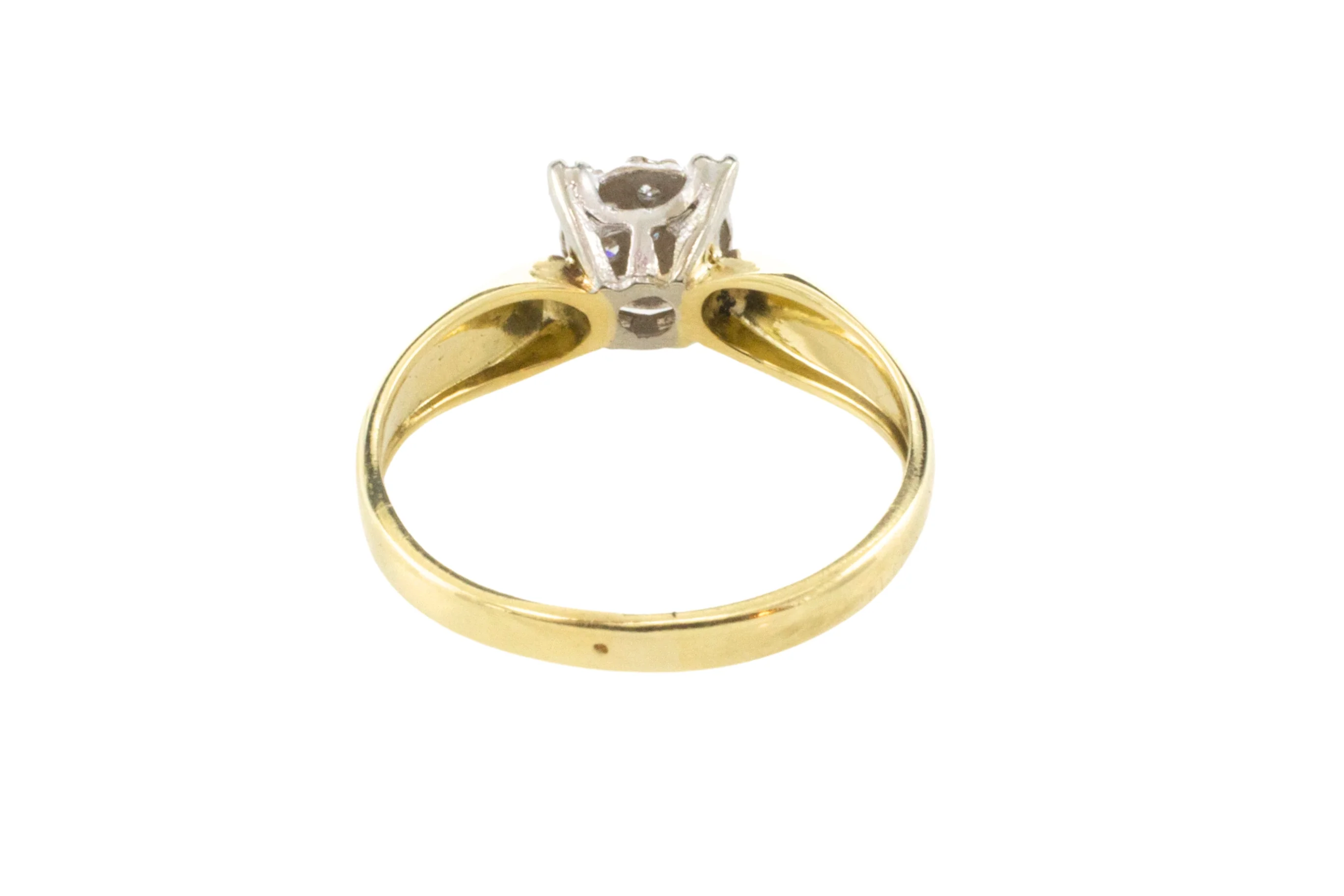 14 carat gold solitaire style ring with diamonds - Image 5