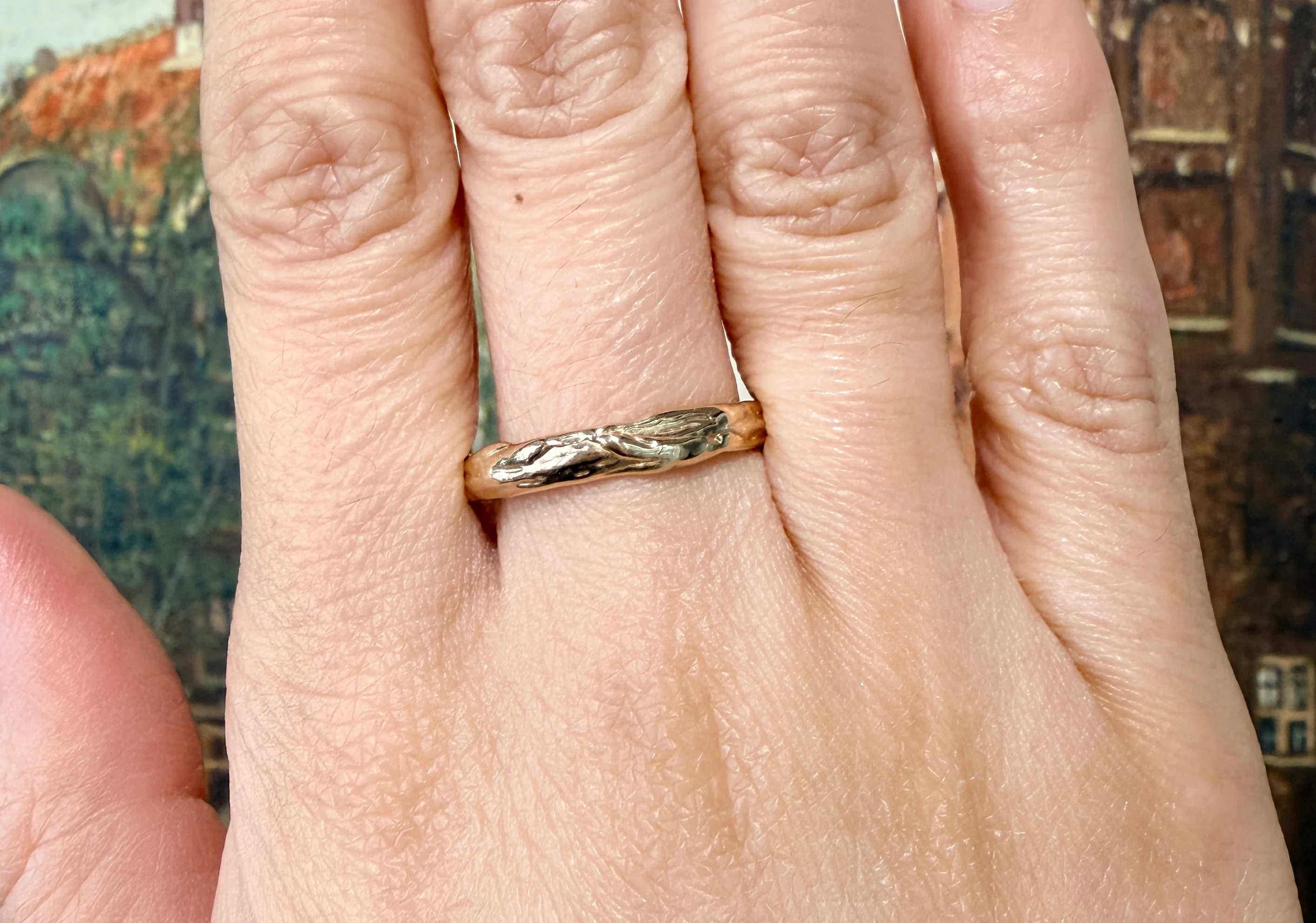 14 carat gold nugget style band - Image 6