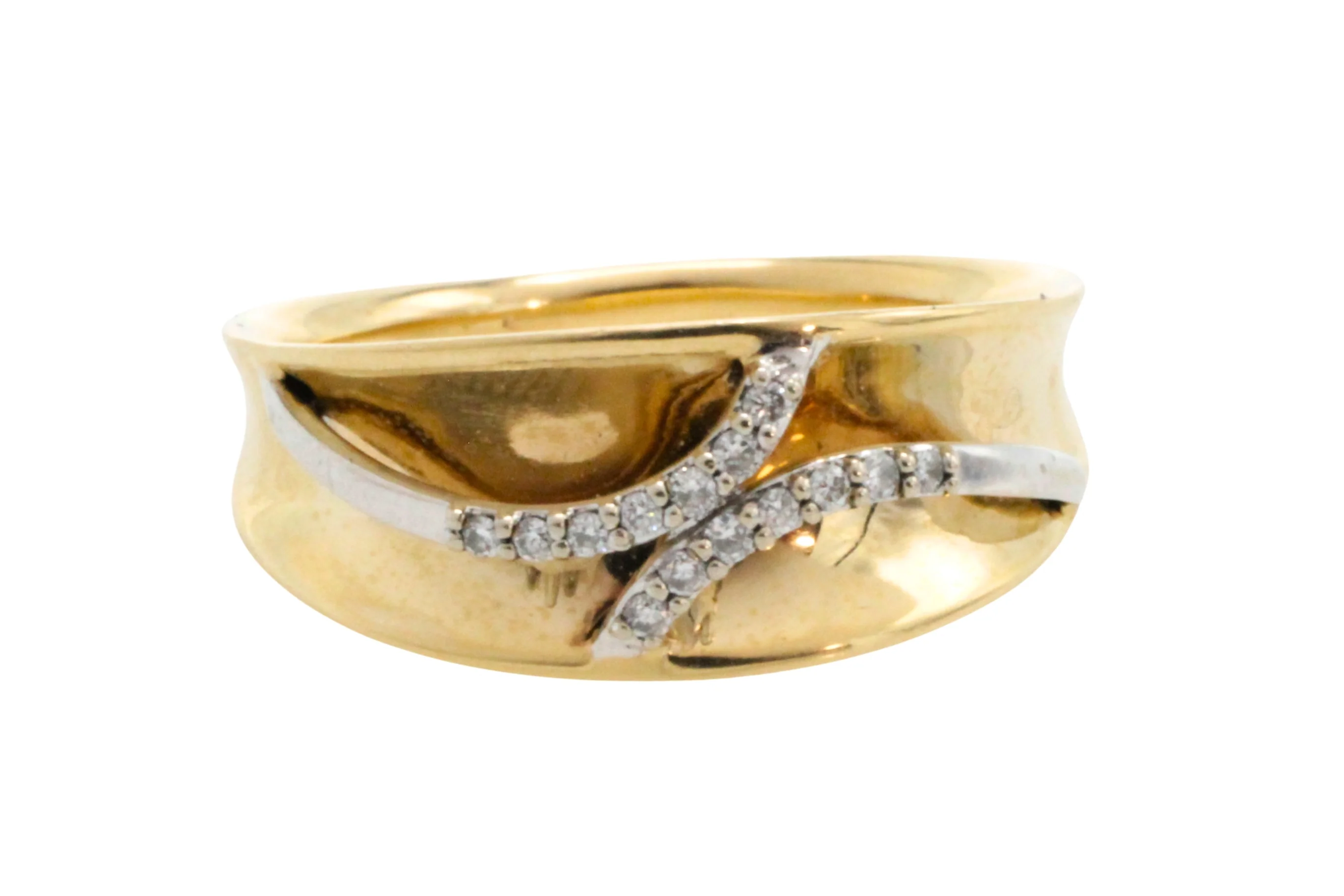 14 carat yellow and white gold ring with diamonds - Image 4