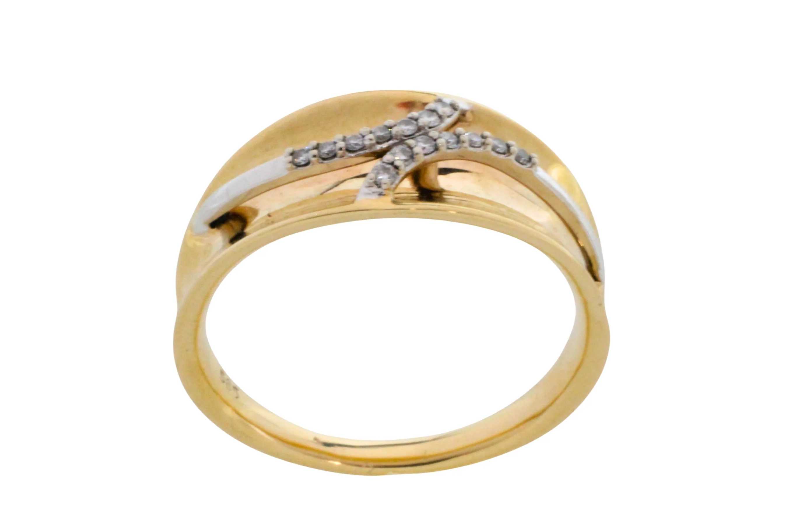 14 carat yellow and white gold ring with diamonds - Image 5