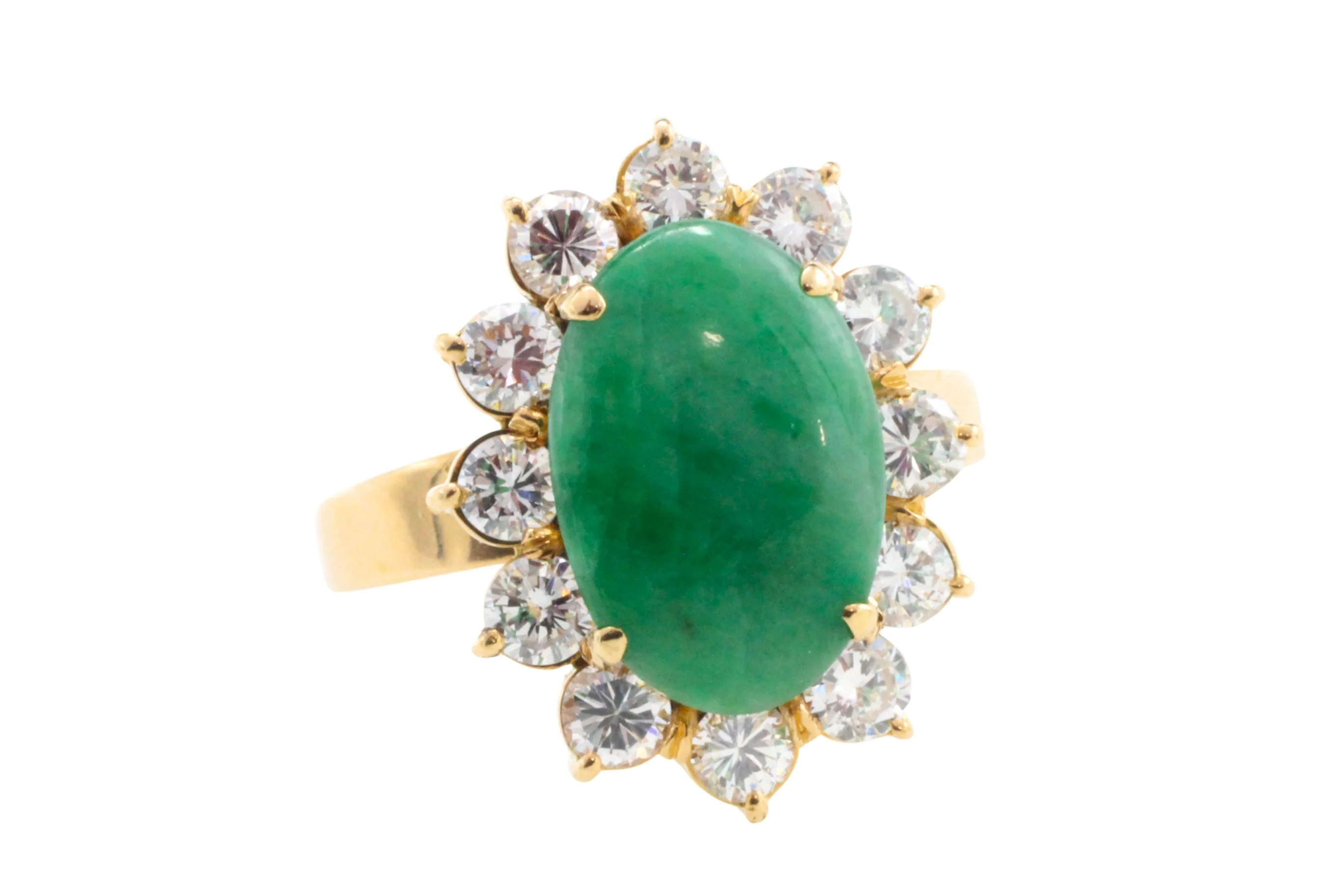 18 carat diamond and jade cluster ring - Image 4