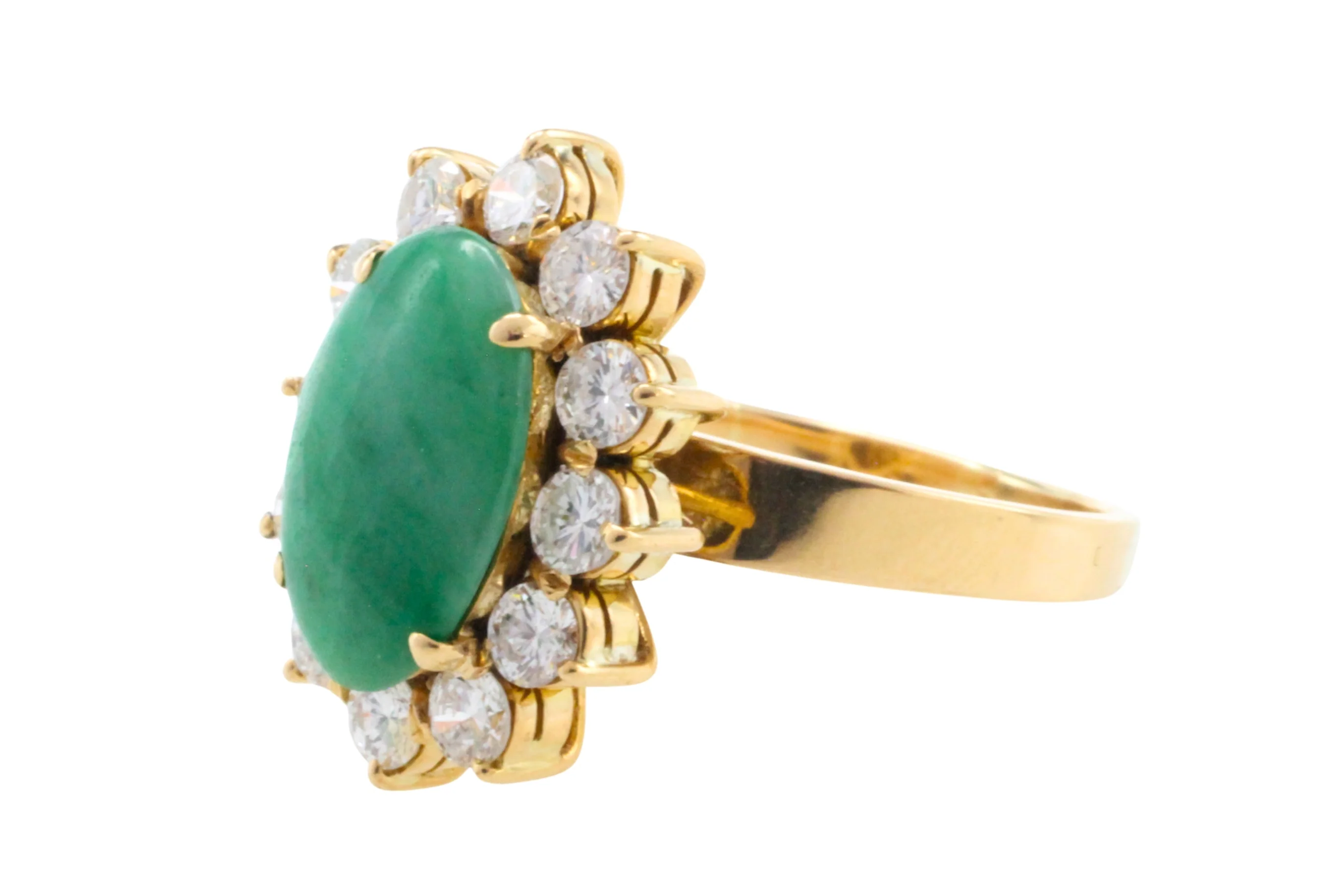 18 carat diamond and jade cluster ring - Image 5
