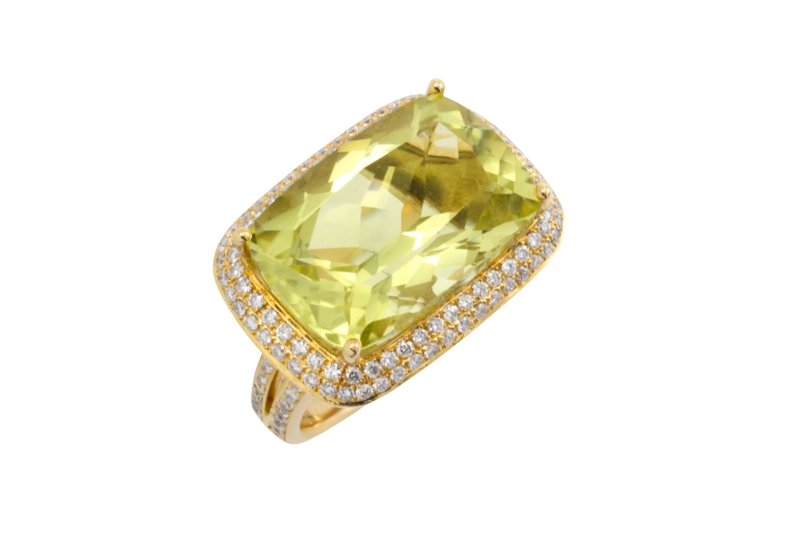 18 carat gold lemon quartz and diamond ring - Image 4
