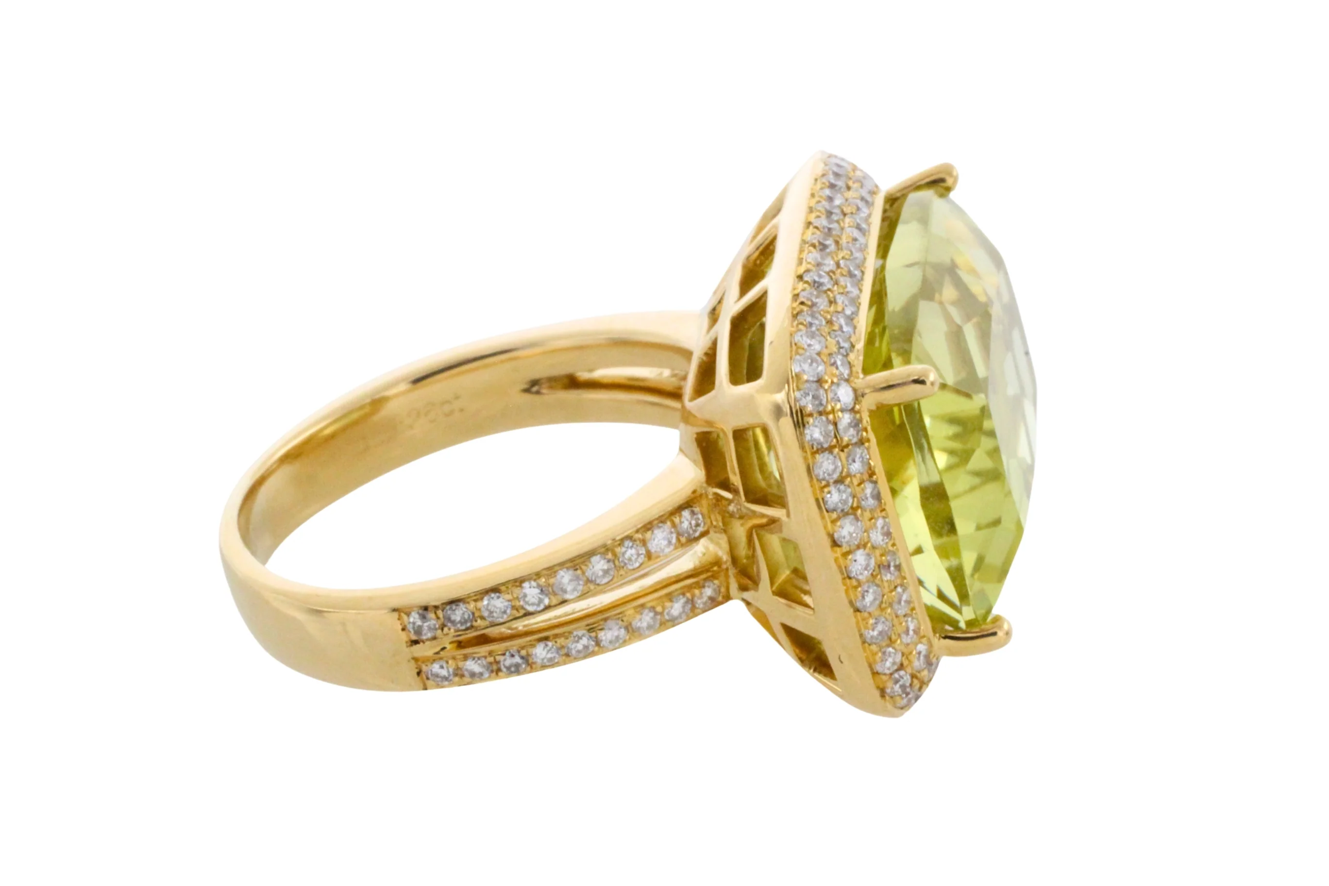 18 carat gold lemon quartz and diamond ring - Image 5