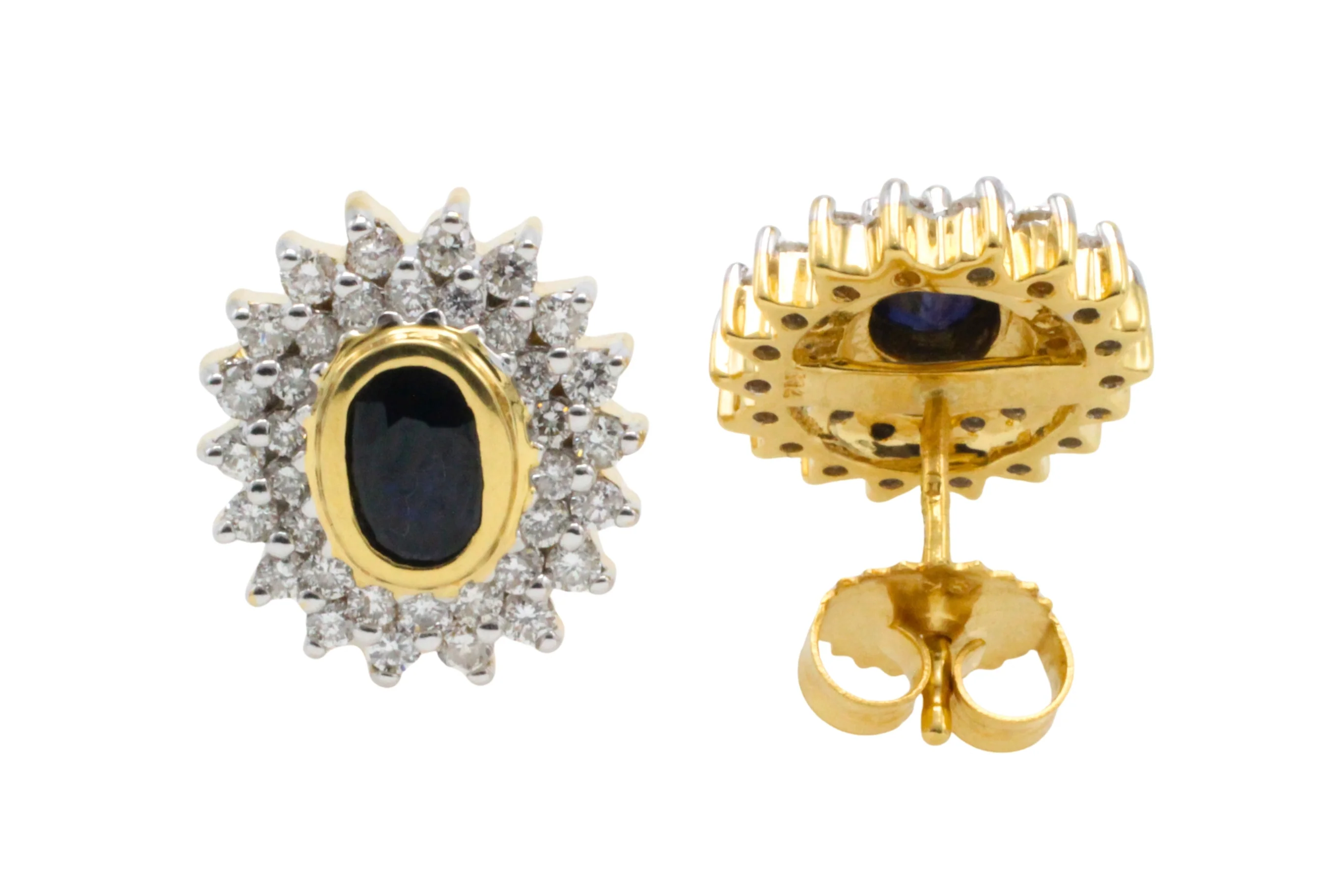 18 carat gold sapphire and diamond studs - Image 5