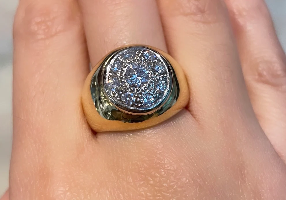 18 carat white and yellow gold diamond ring - Image 5