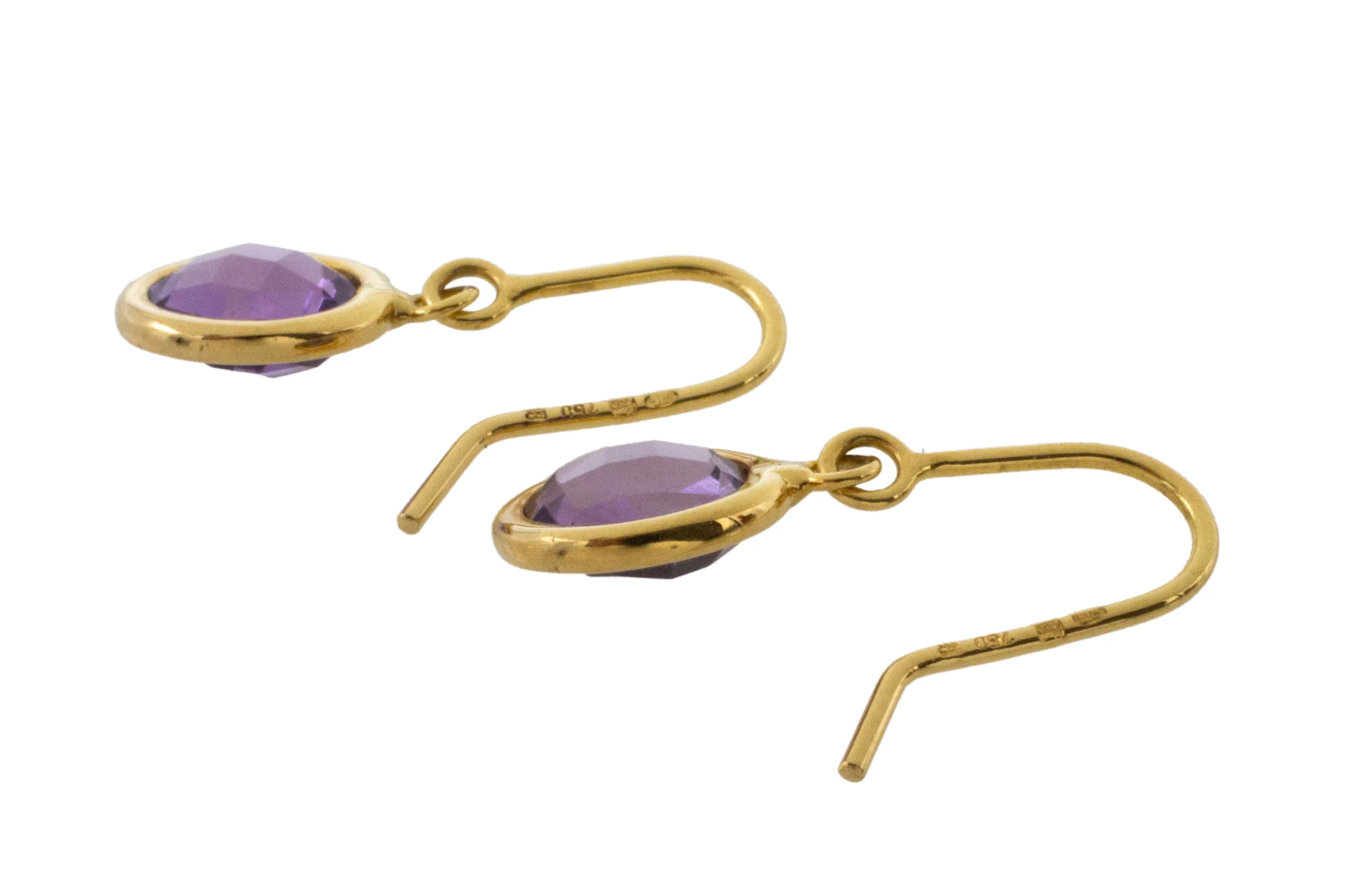 Amethyst pendant earrings in 18 carat gold - Image 2