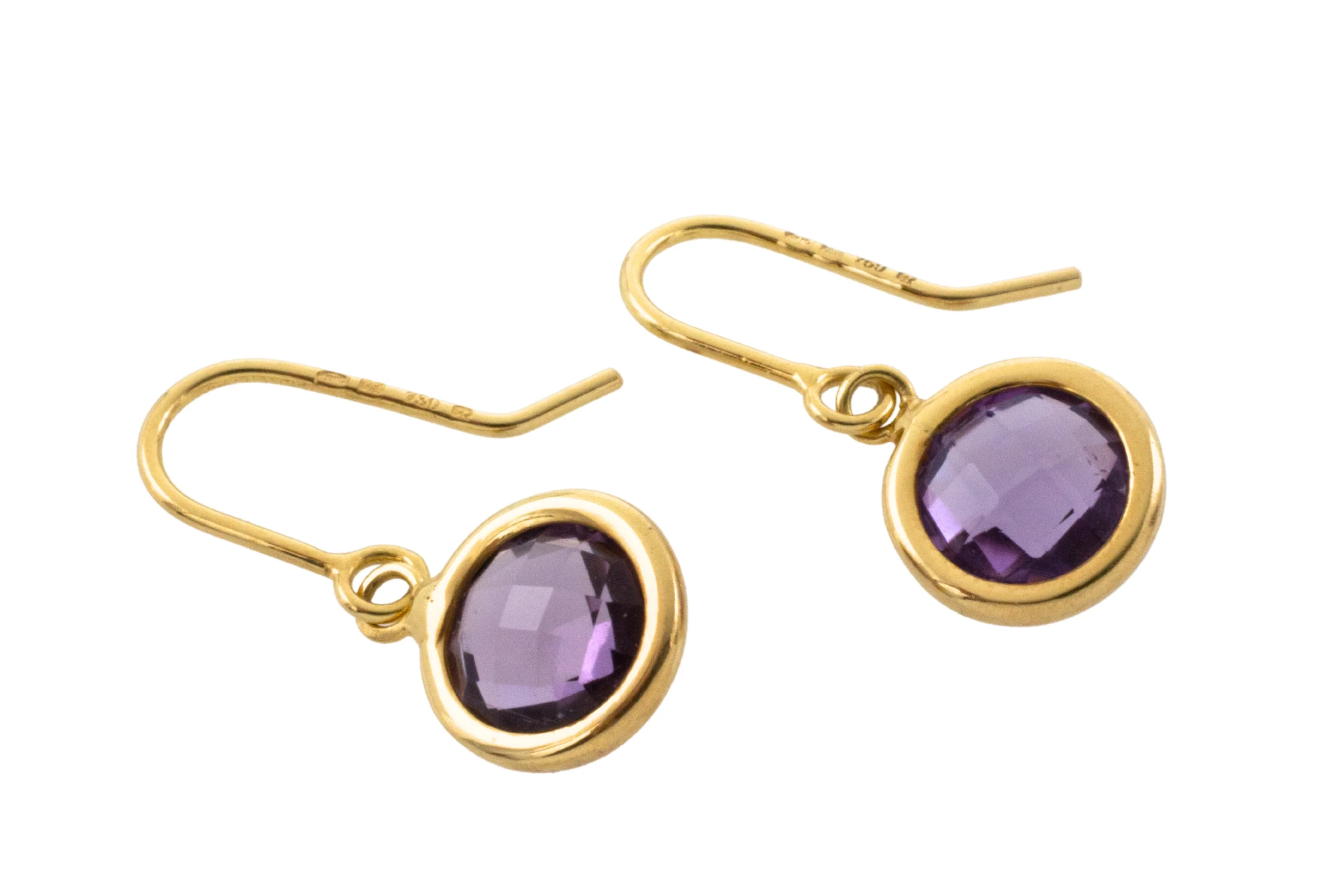 Amethyst pendant earrings in 18 carat gold - Image 4