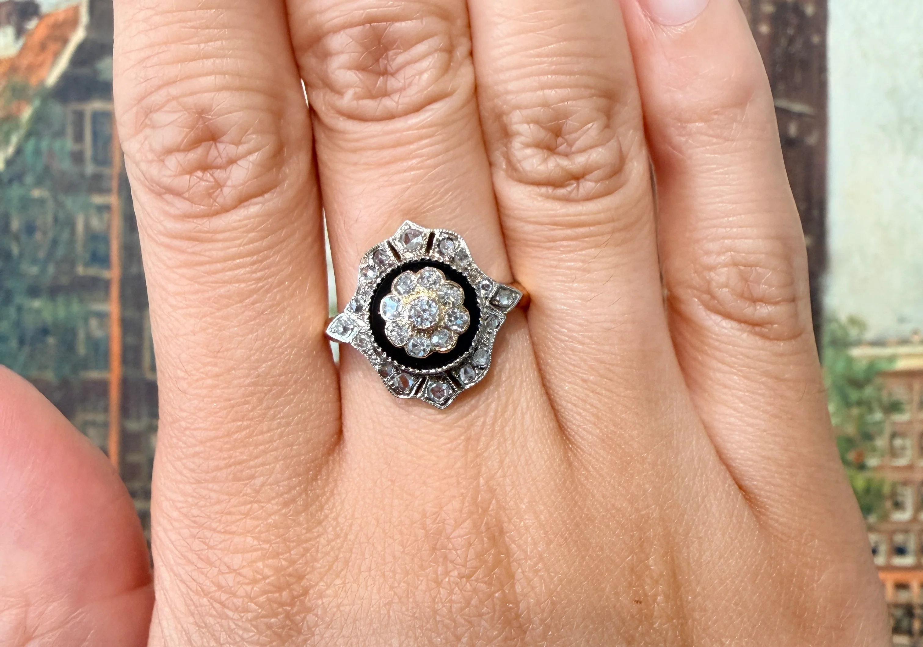 Antique onyx and diamond ring - Image 8