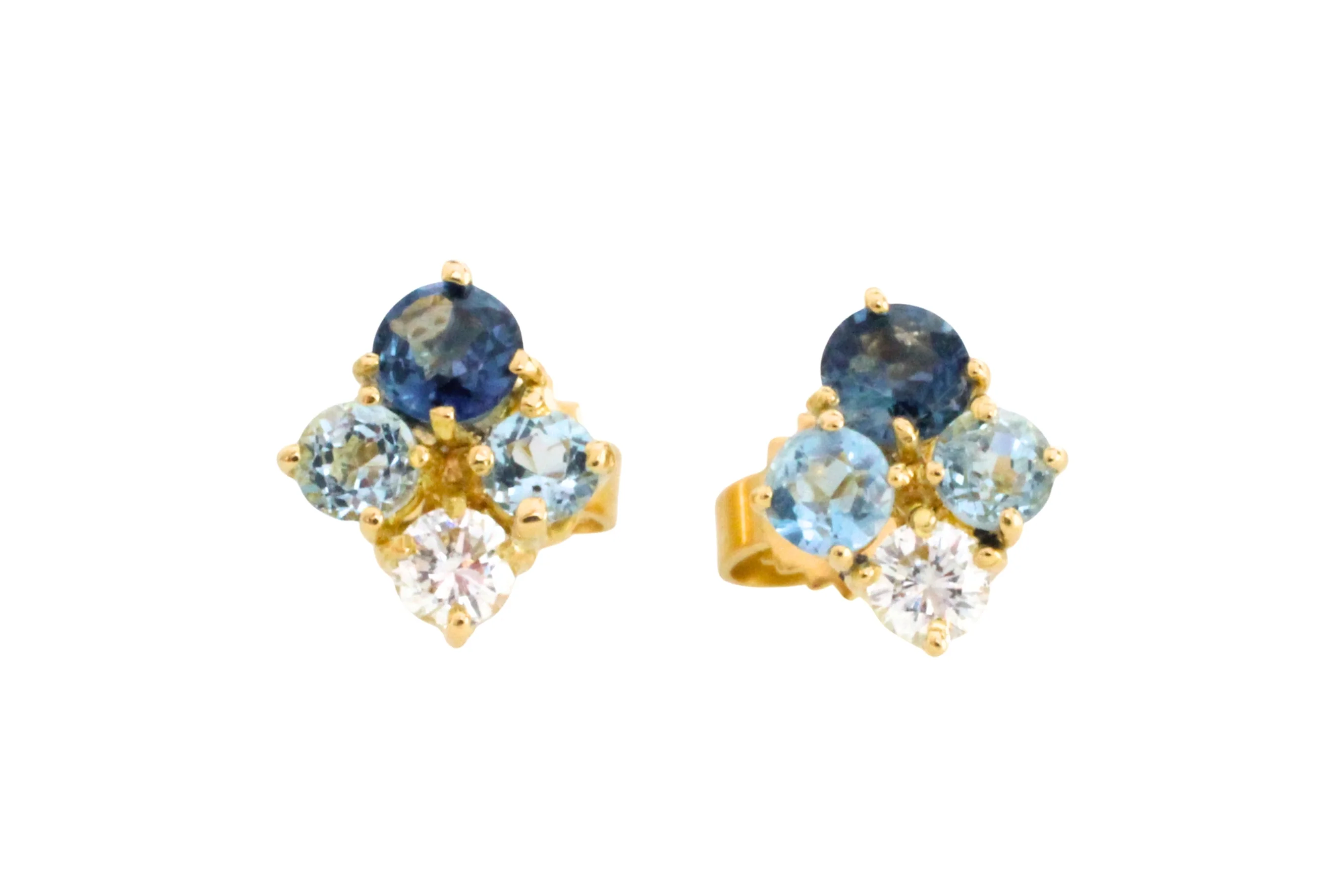 Aquamarine diamond and sapphire studs - Image 2