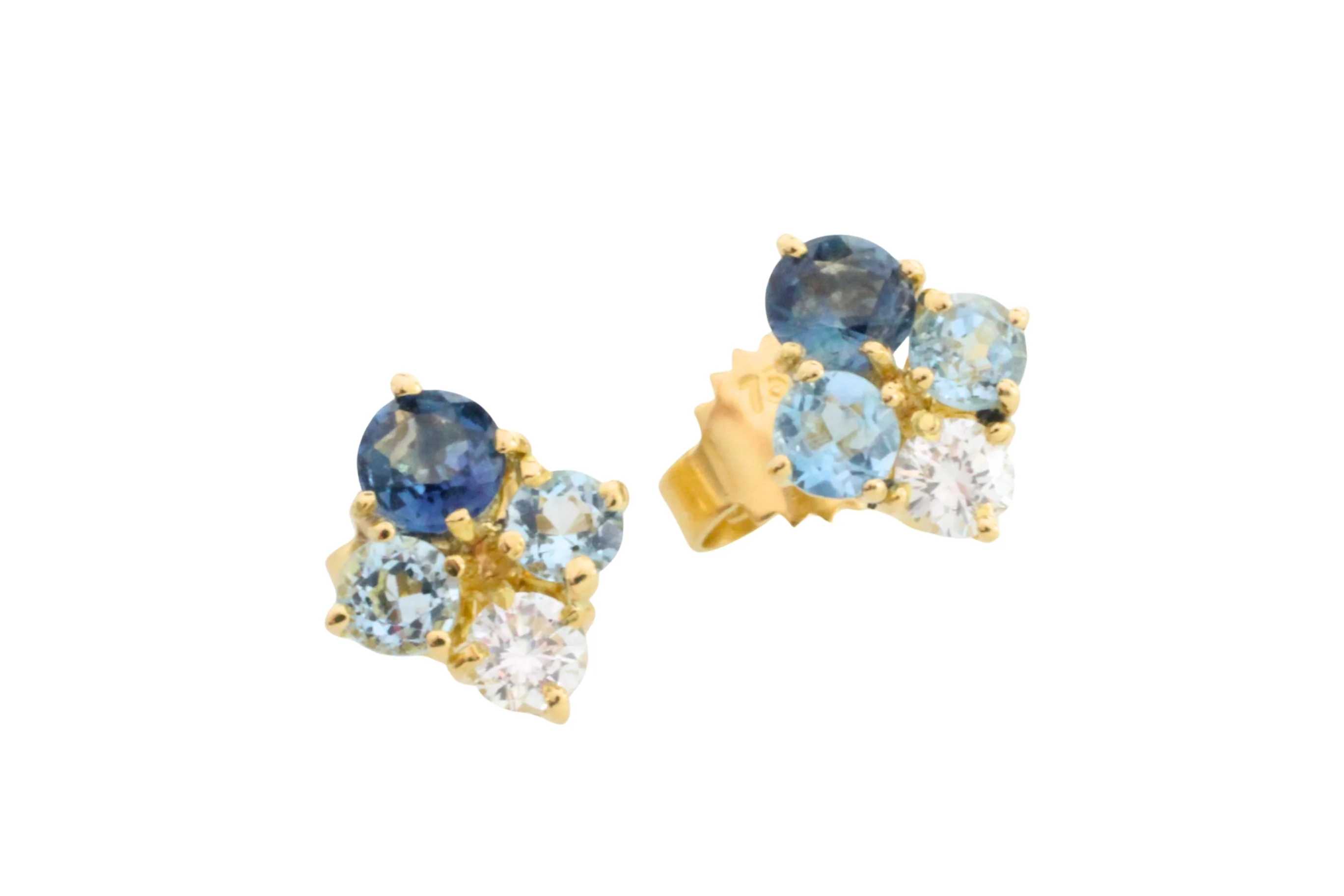 Aquamarine diamond and sapphire studs - Image 3
