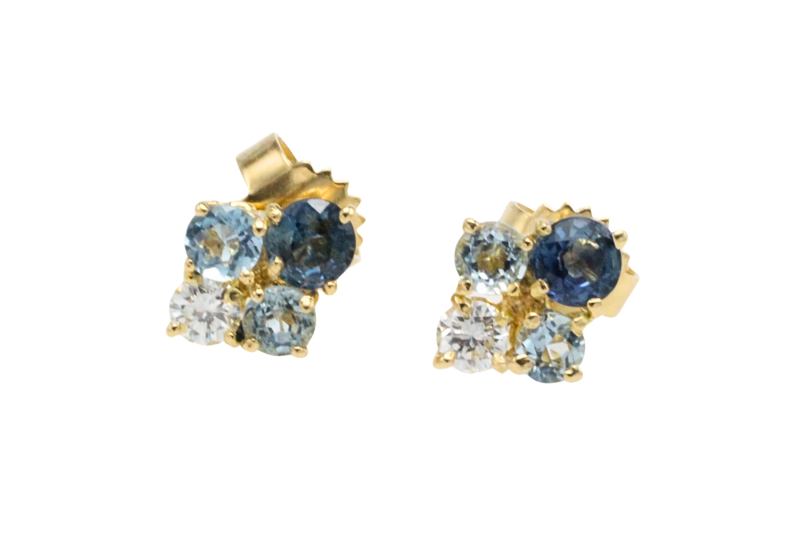 Aquamarine diamond and sapphire studs - Image 5