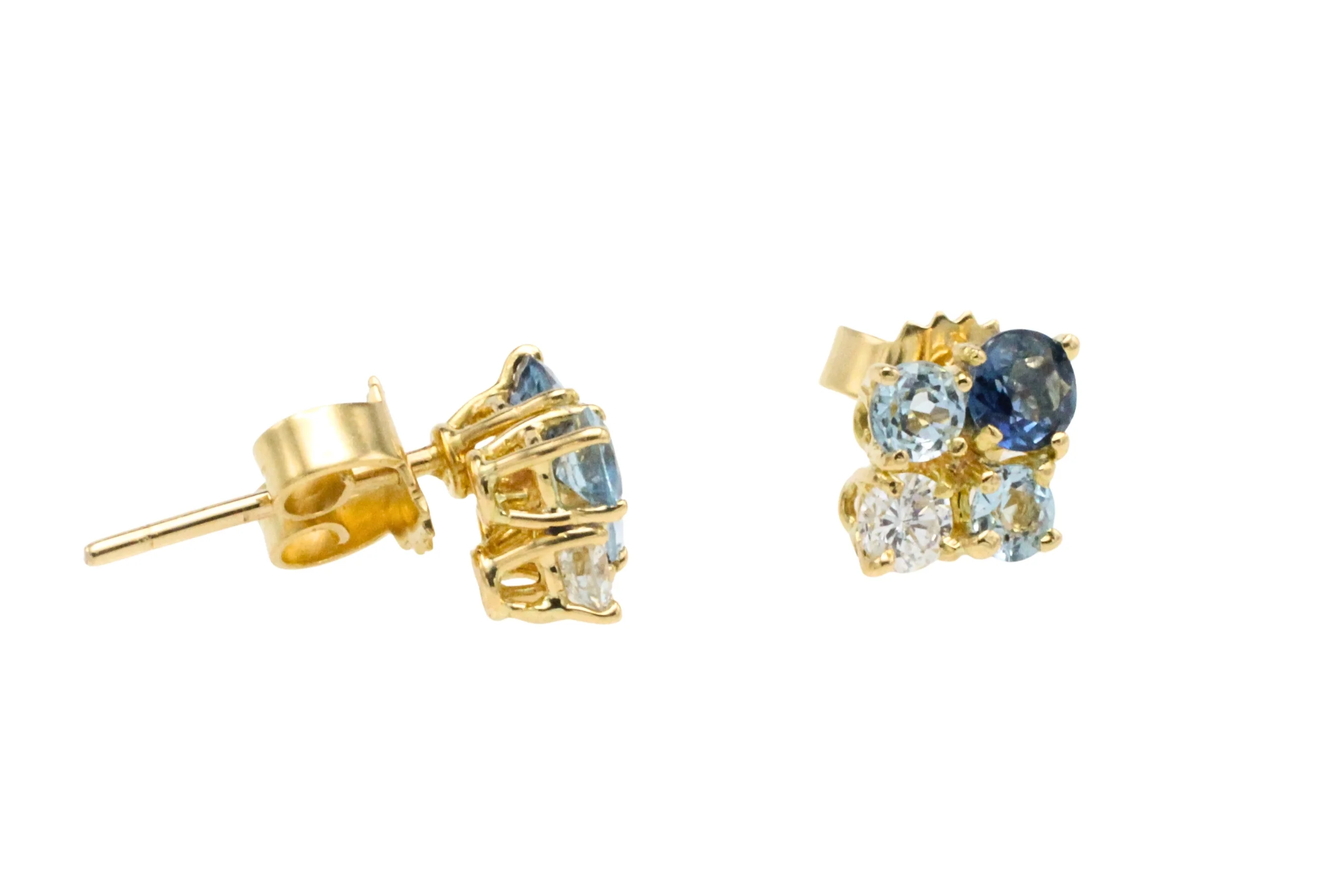 Aquamarine diamond and sapphire studs - Image 6