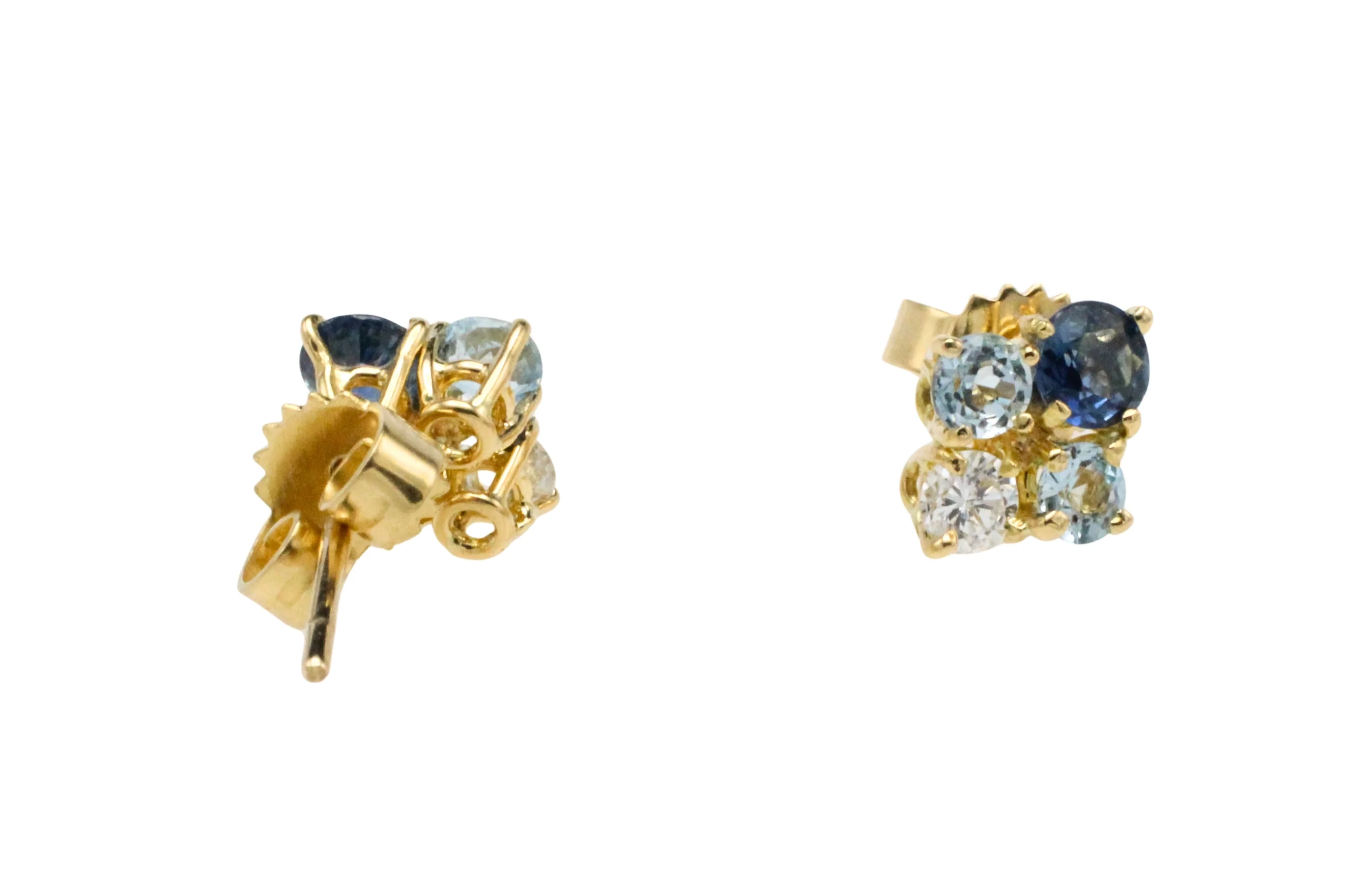 Aquamarine diamond and sapphire studs - Image 7