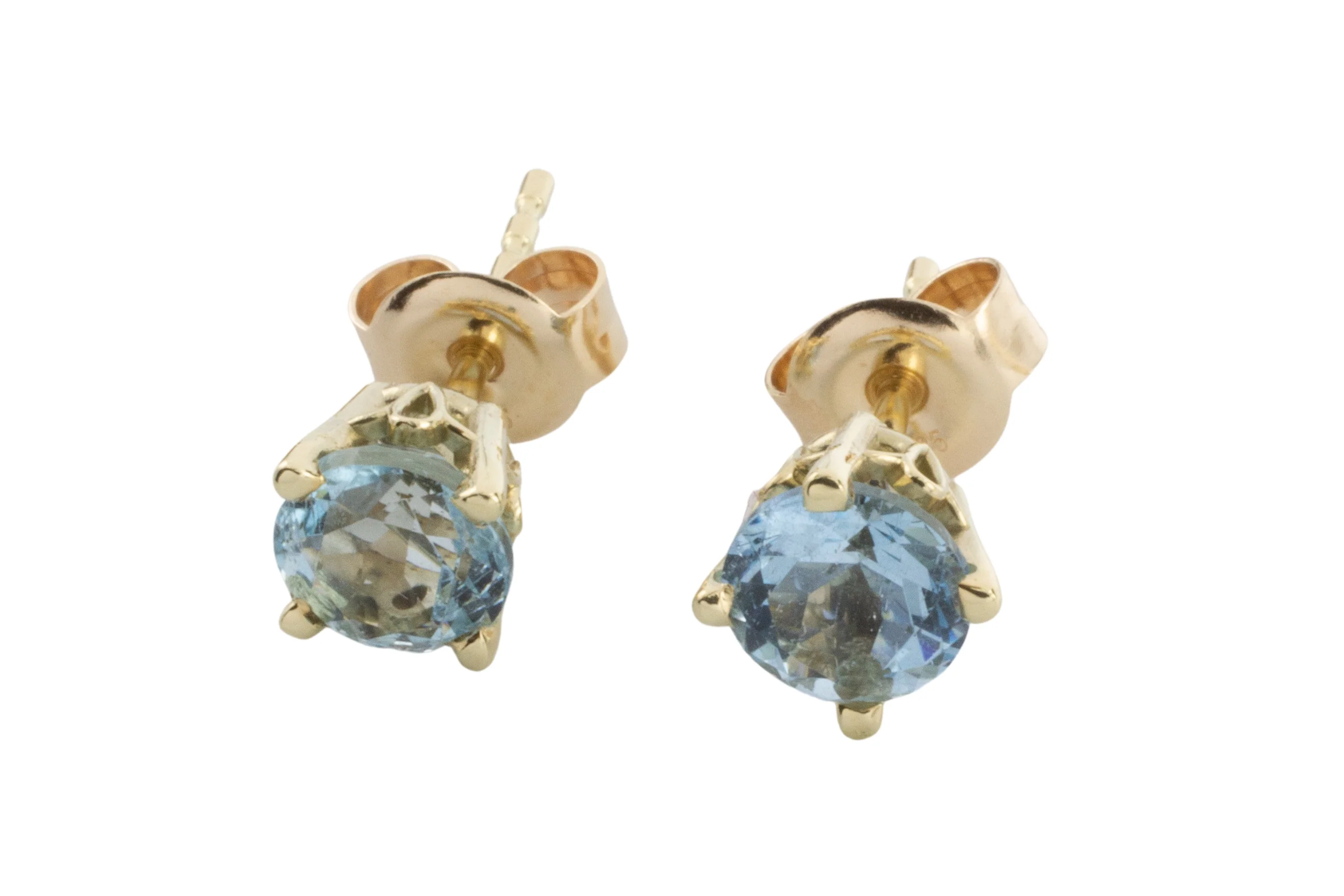 Aquamarine studs in 14 carat gold - Image 3