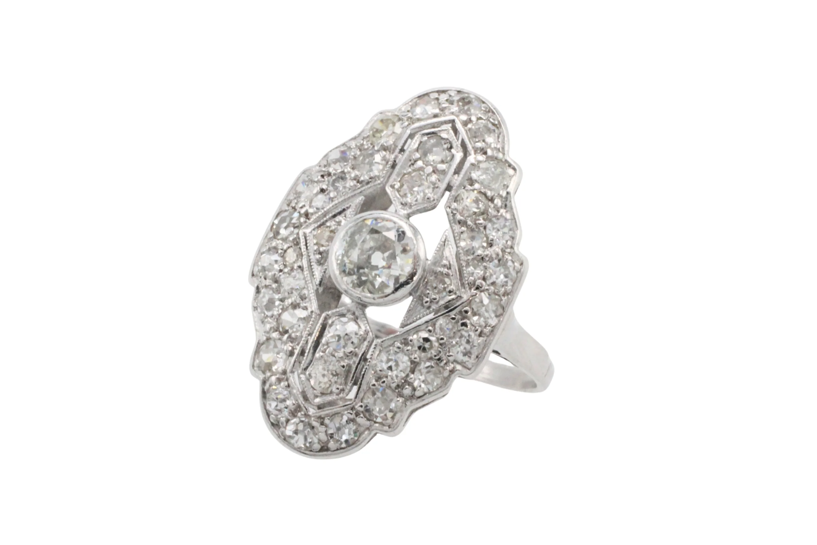 Art Deco diamond ring in white gold