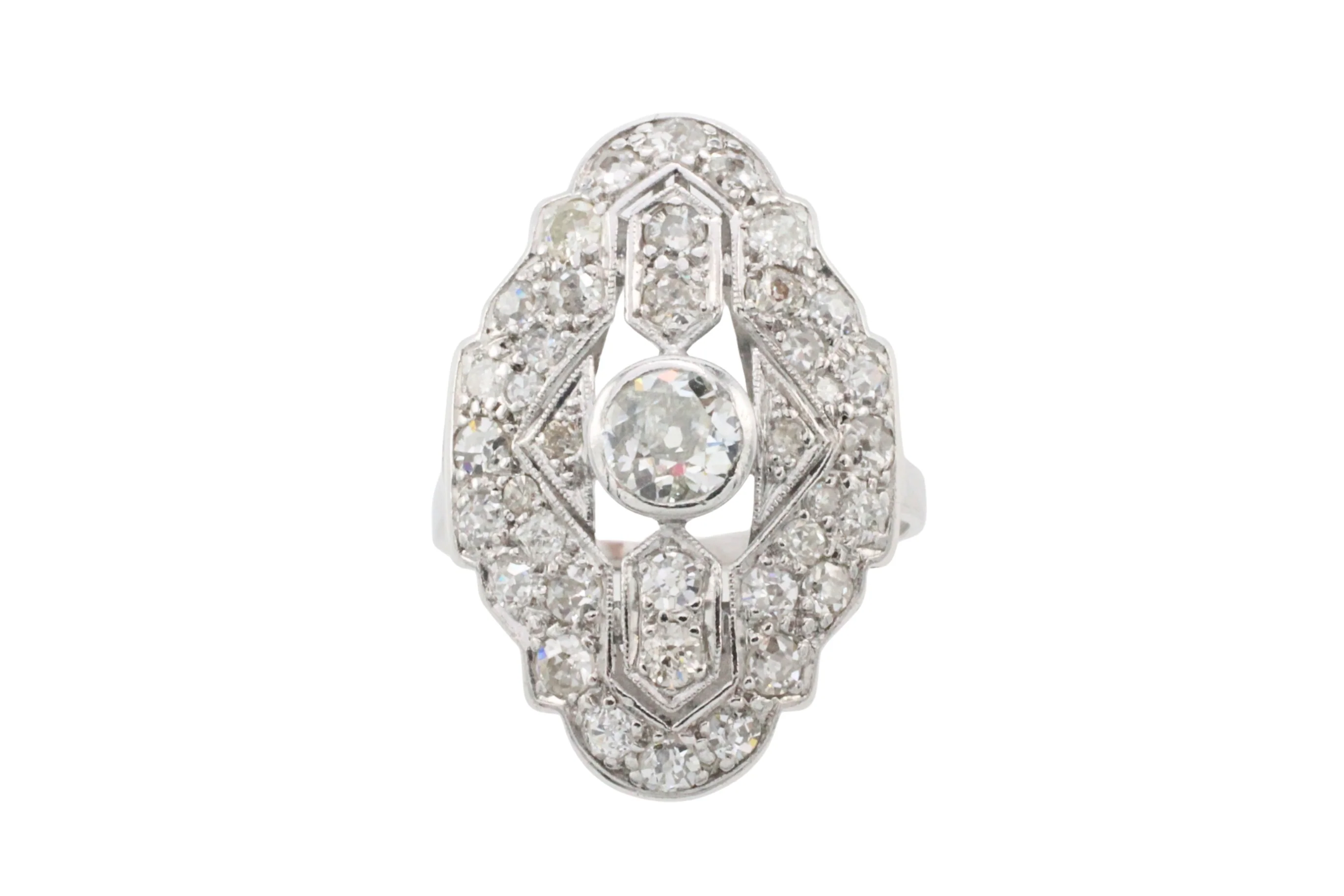 Art Deco diamond ring in white gold - Image 2