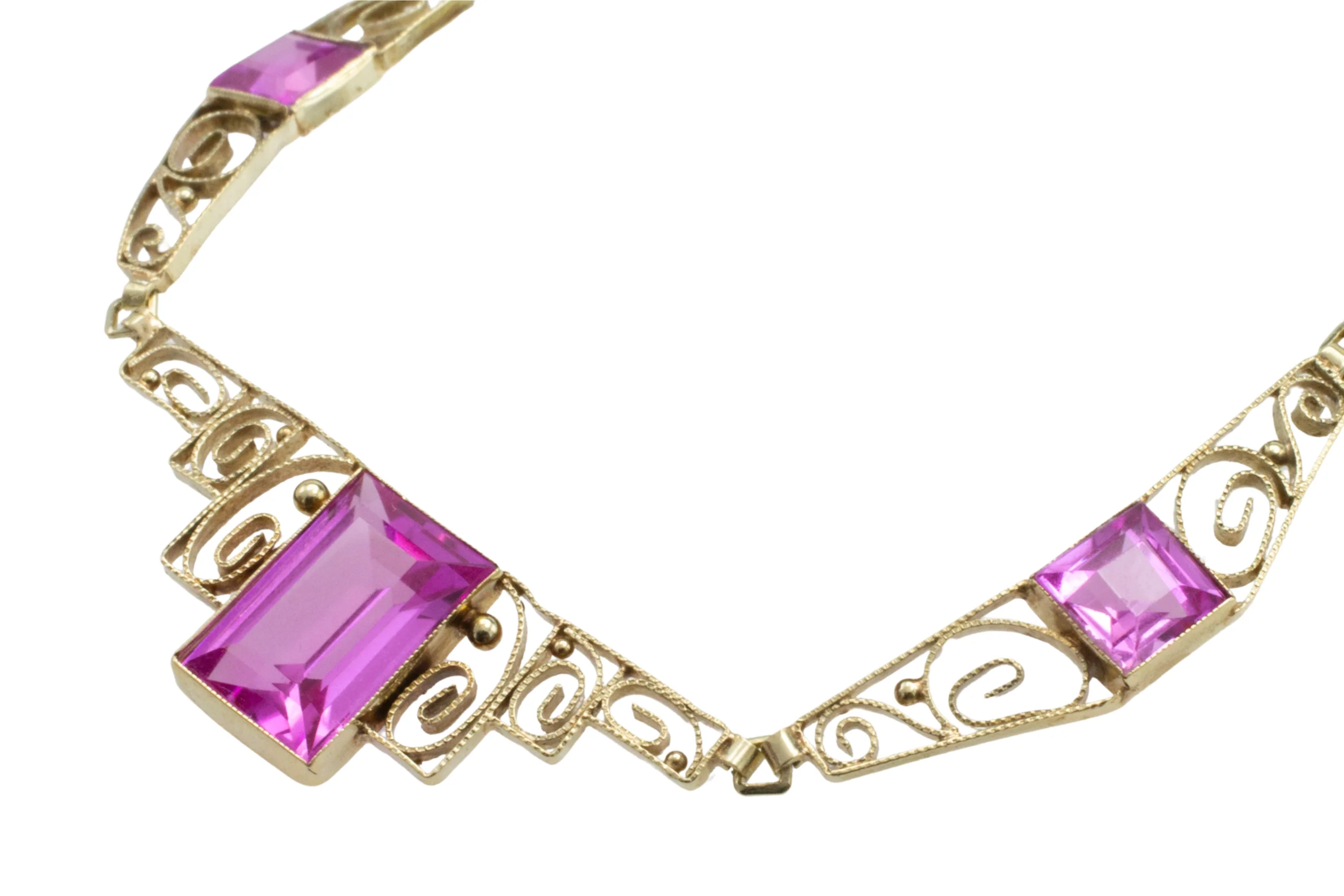 Art Deco filigree collier in 14 carat gold - Image 2