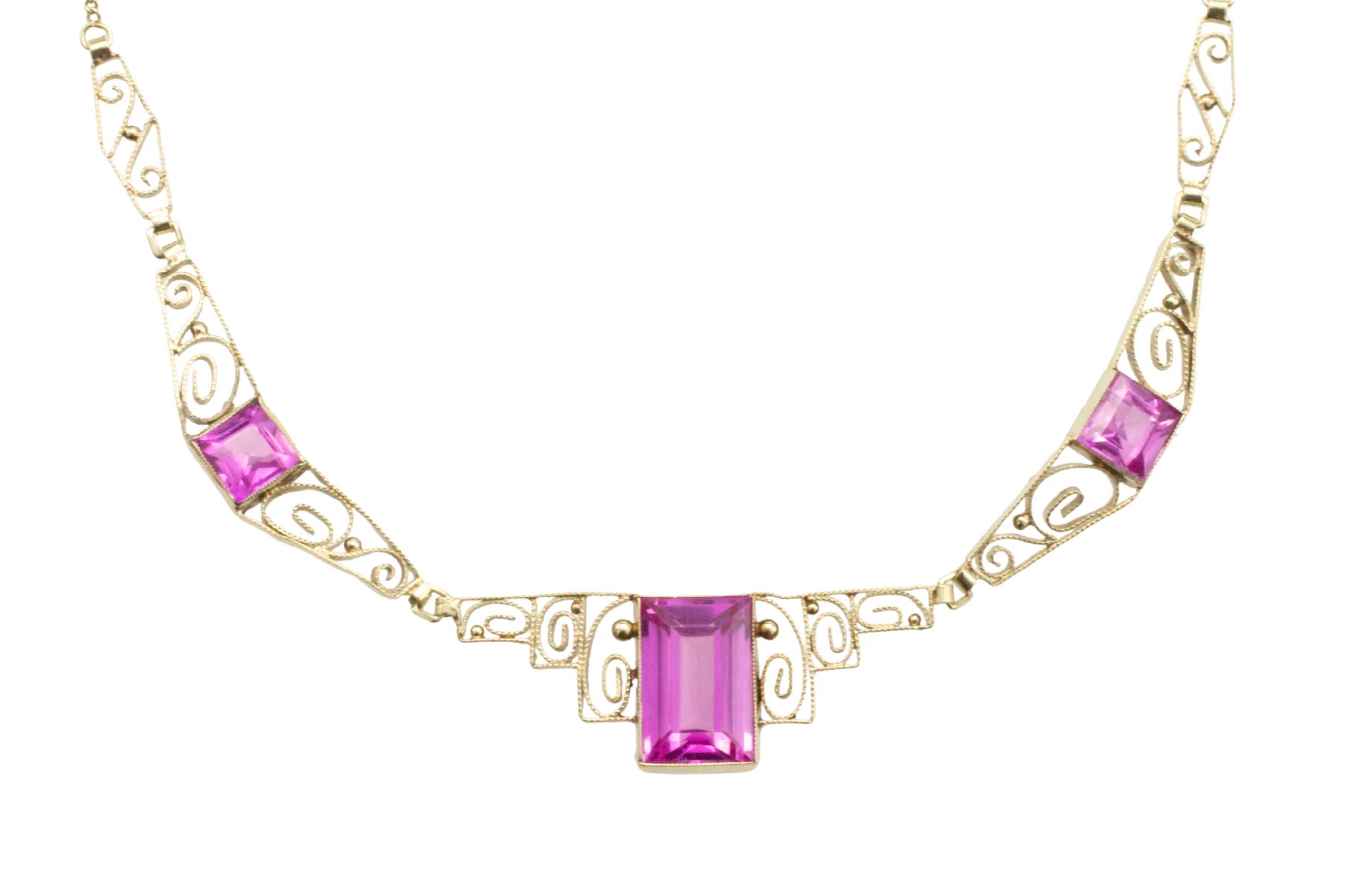Art Deco filigree collier in 14 carat gold - Image 3