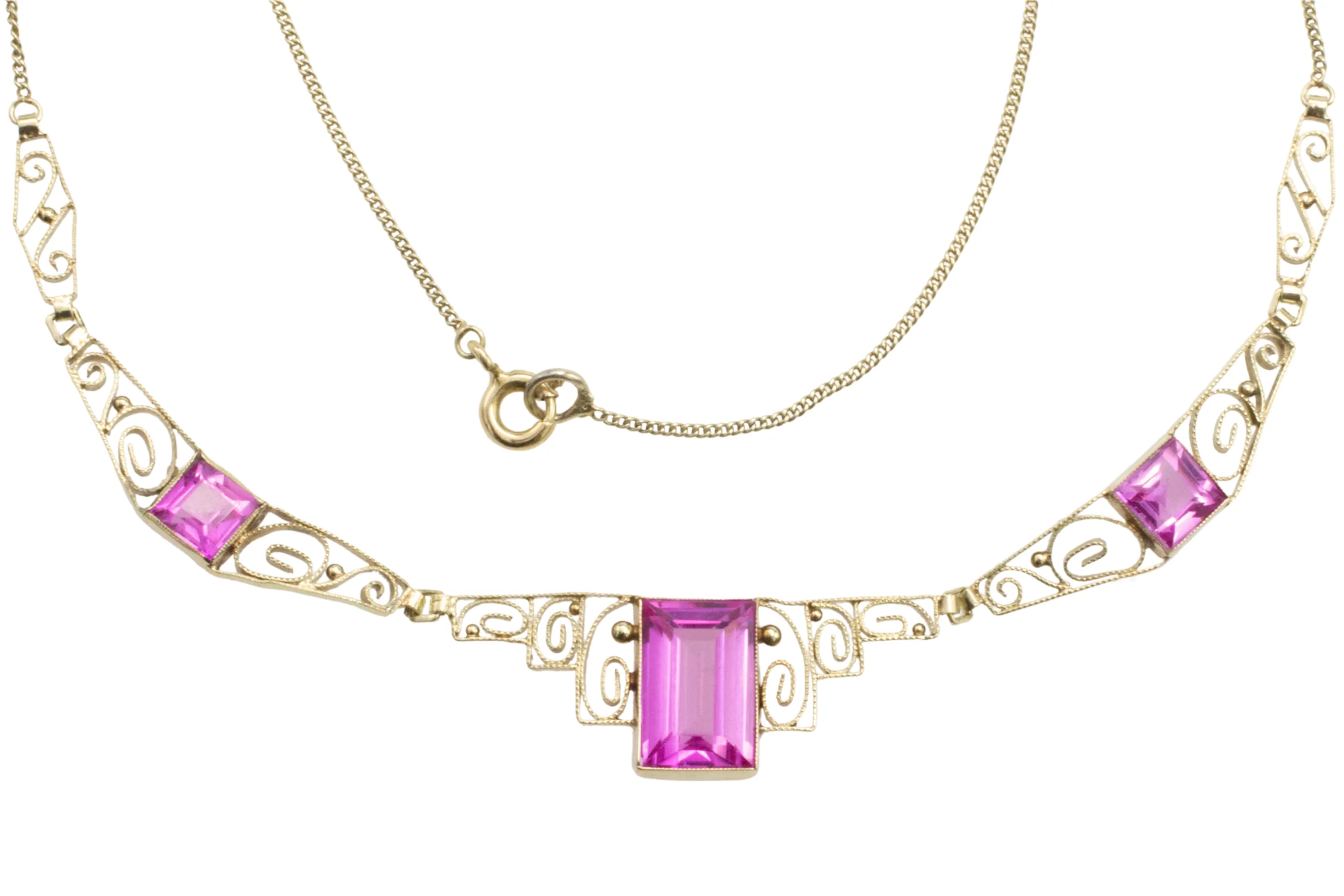 Art Deco filigree collier in 14 carat gold - Image 5