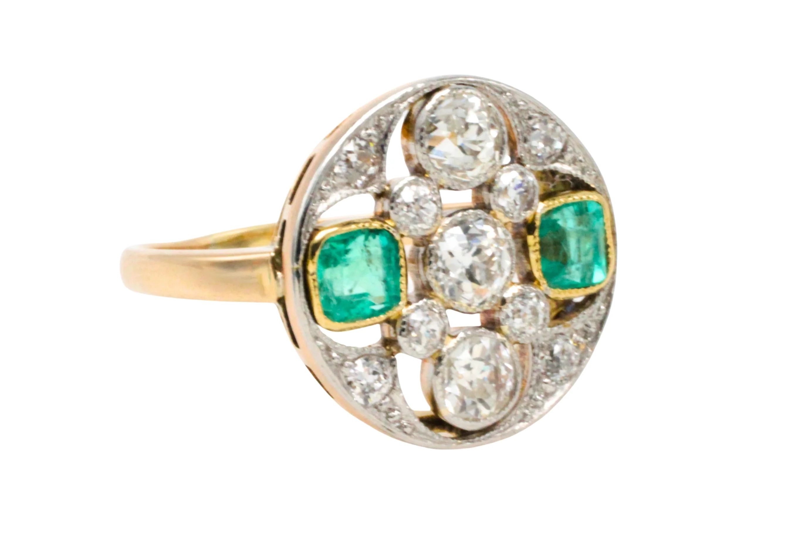 Art Deco old cut diamond and emerald ring - Image 4