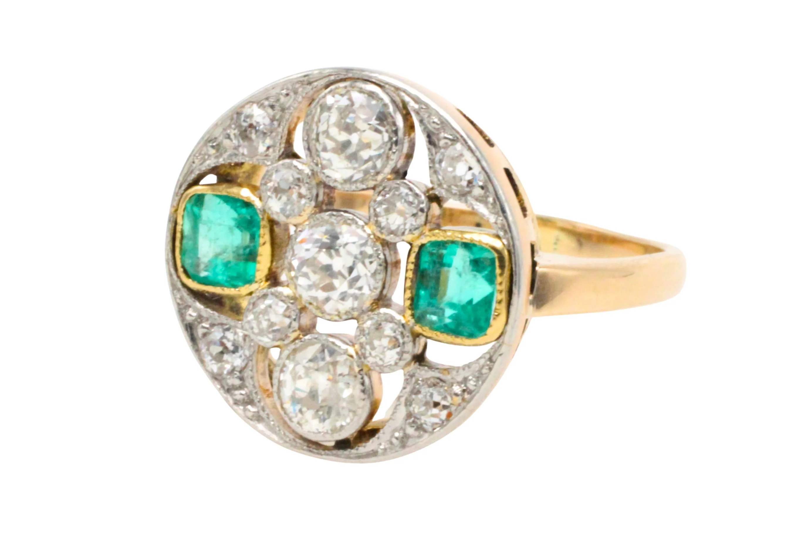 Art Deco old cut diamond and emerald ring - Image 6