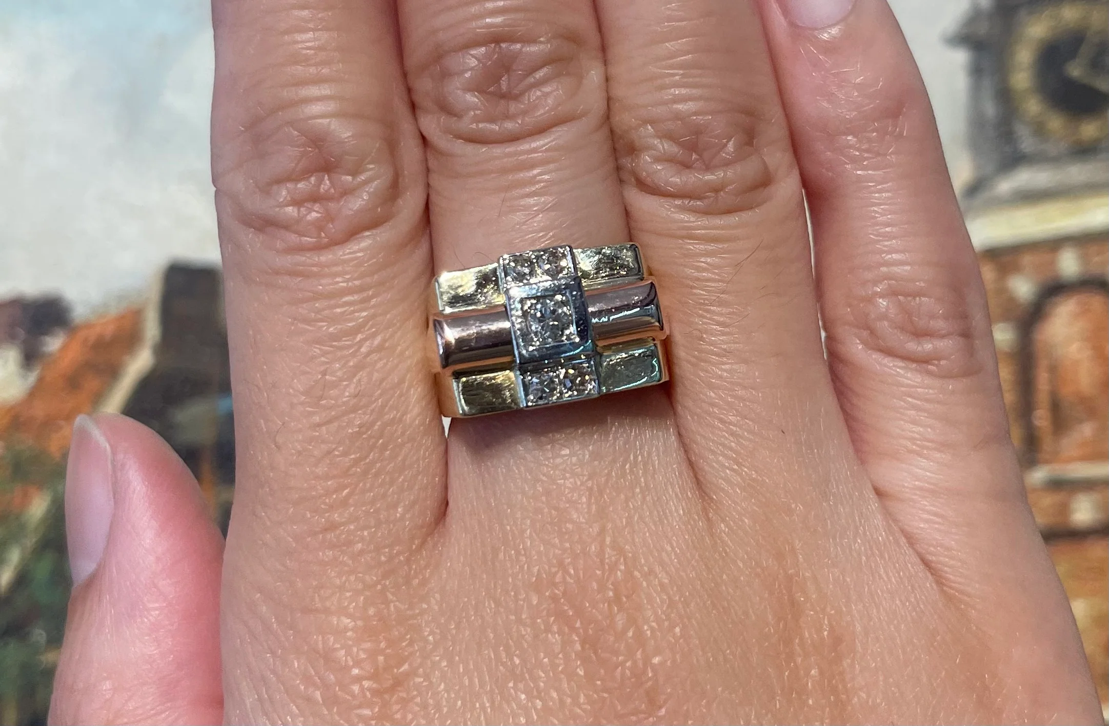 Art Deco tank ring in 18 carat gold - Image 6