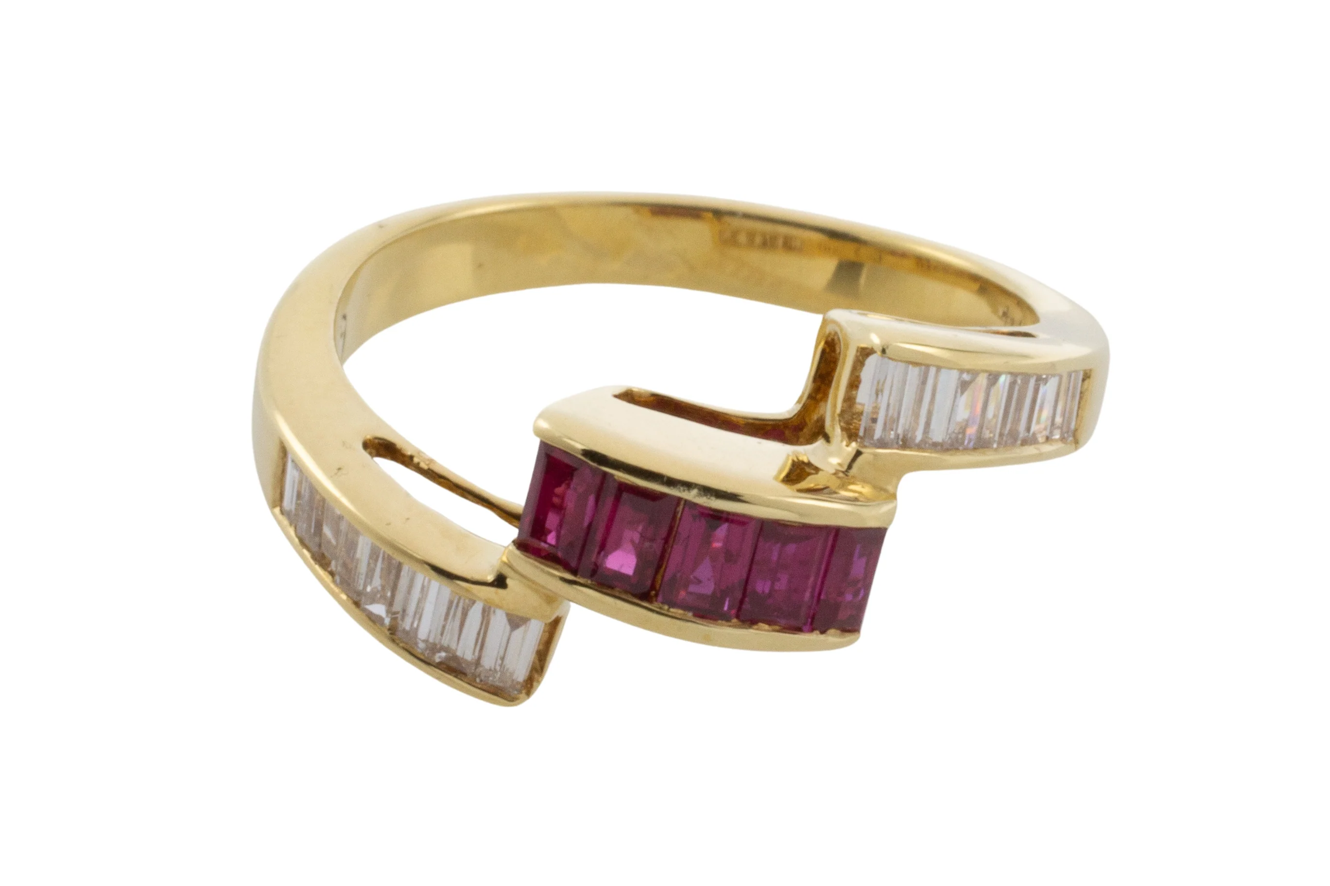 Baguette ruby and diamond ring in 18 carat gold - Image 2