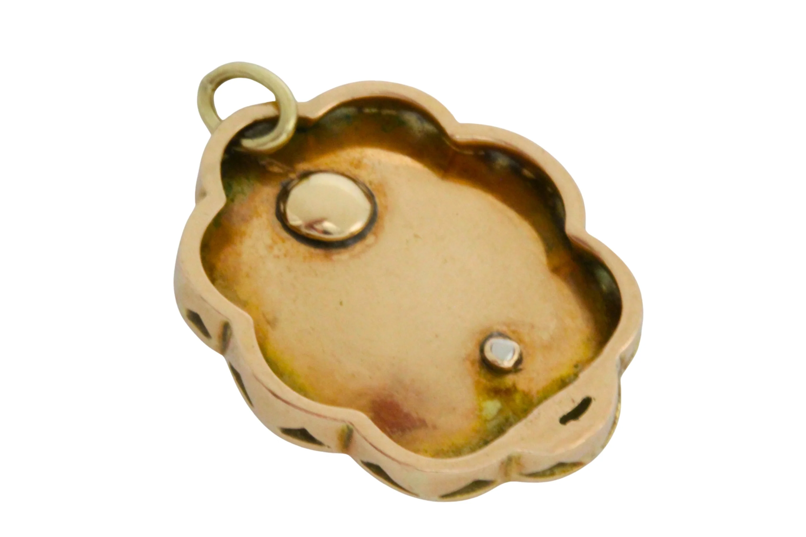 Blue enamel pendant with diamond in silver and gold - Image 4