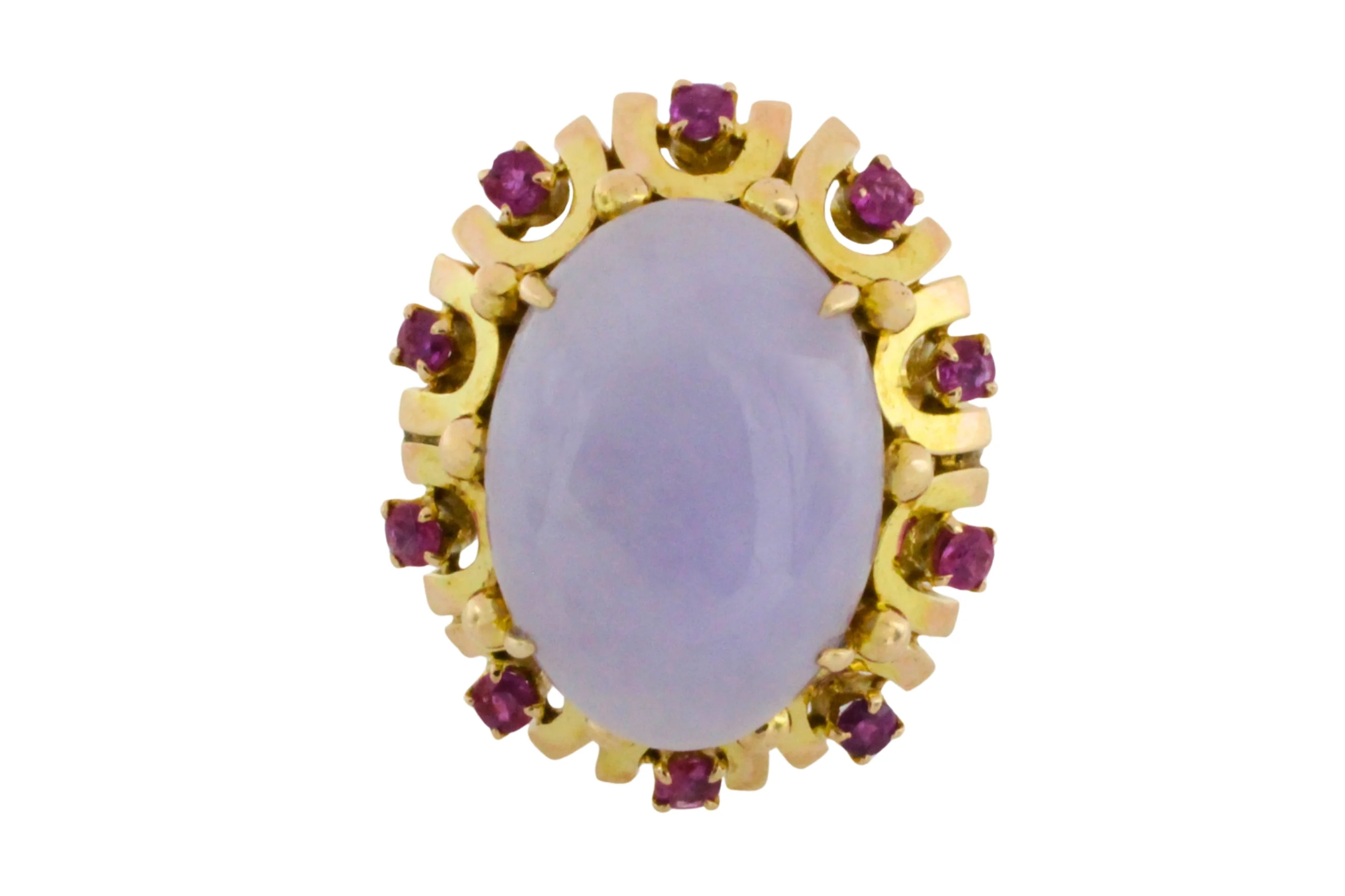 Cabochon lavender jade and ruby ring - Image 2