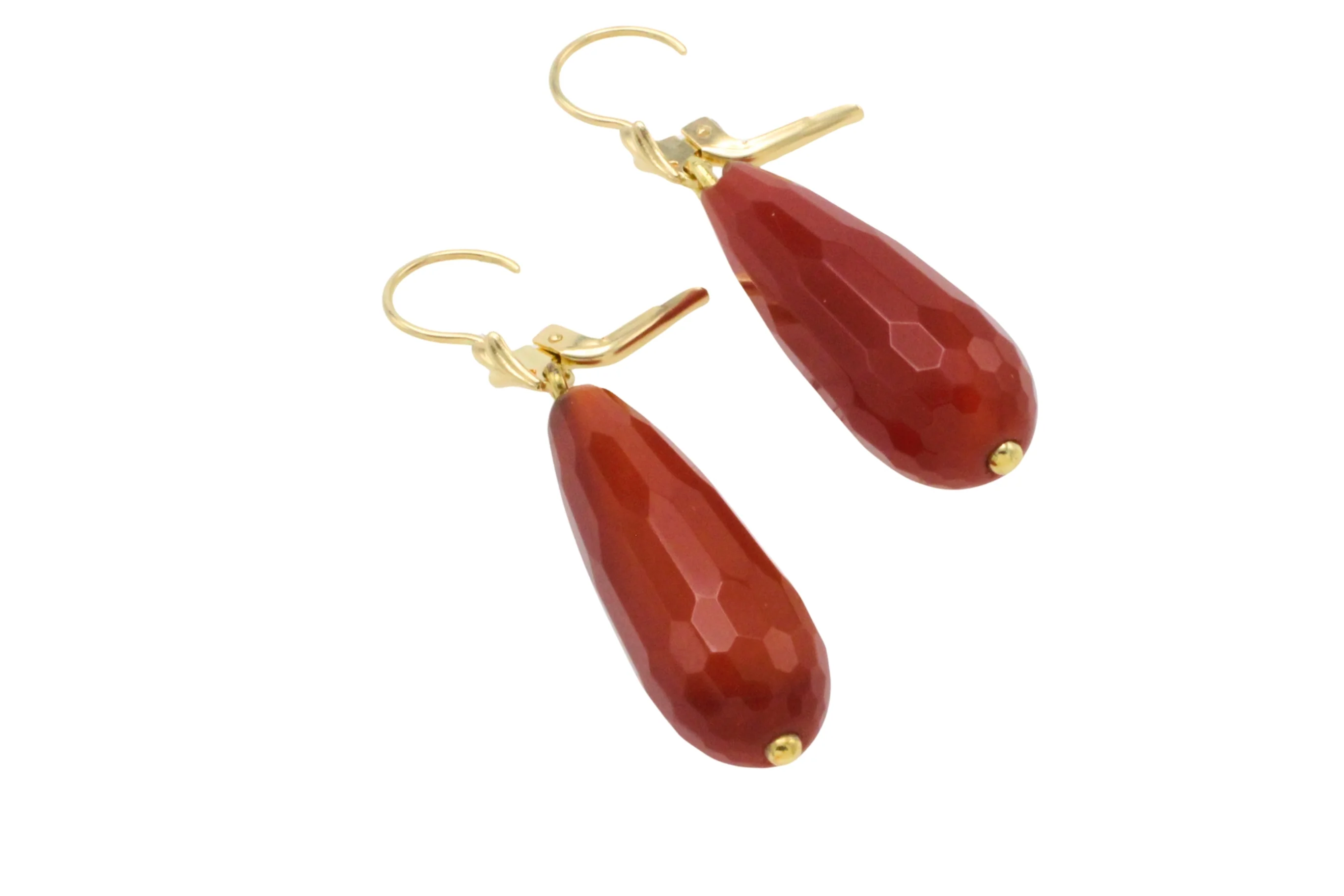 Carnelian pendant earrings in 14 carat gold - Image 2