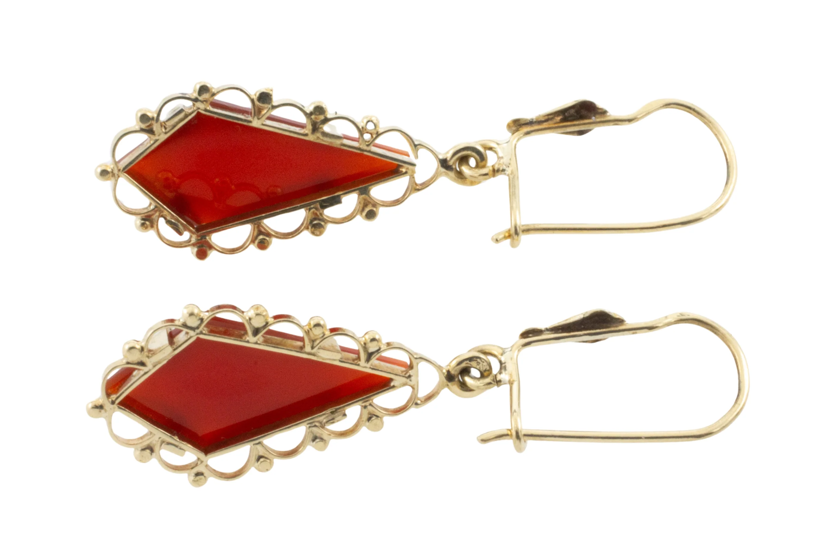 Carnelian pendant earrings in 14 carat gold - Image 4