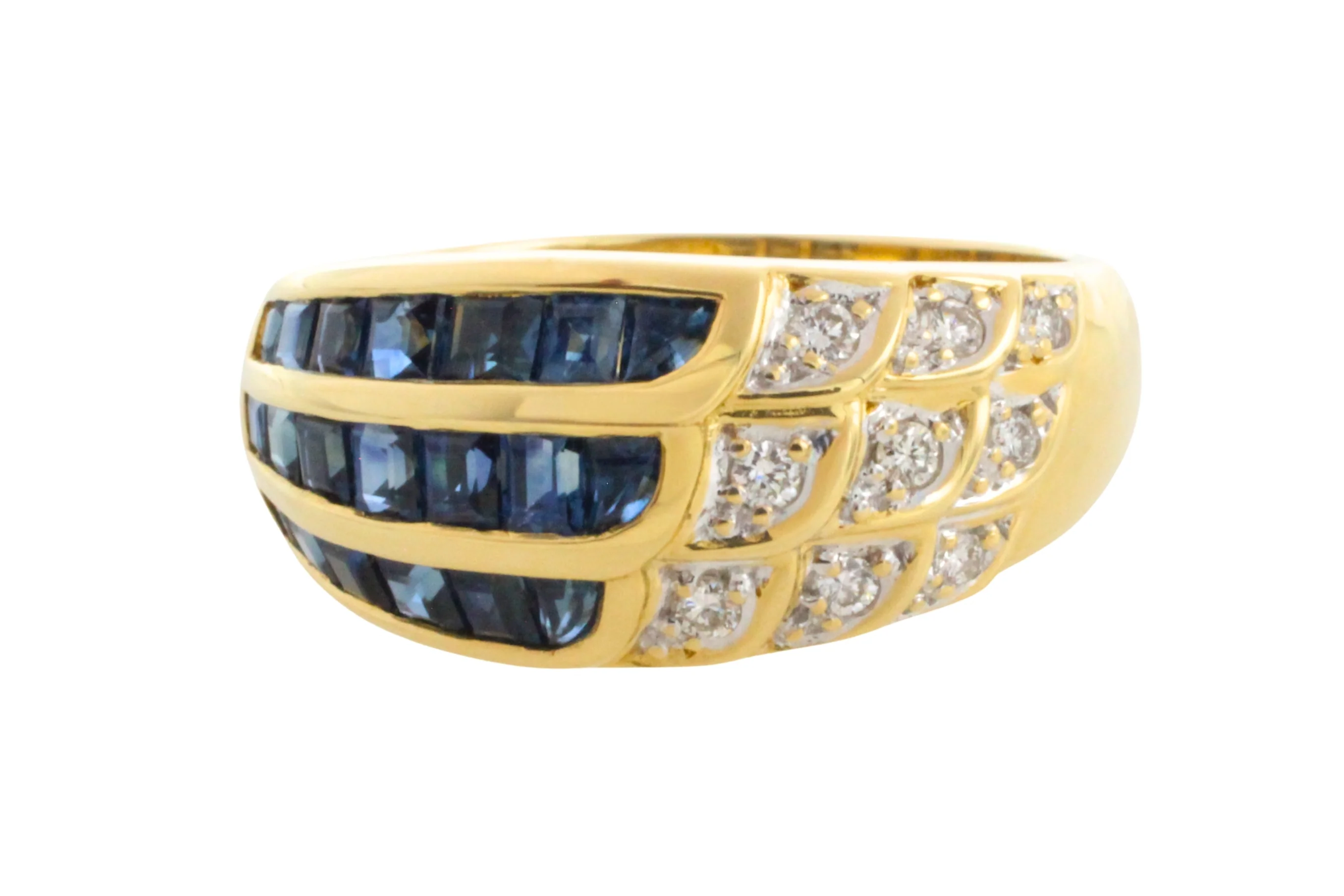Carre sapphire and diamond ring in 18 carat gold - Image 2