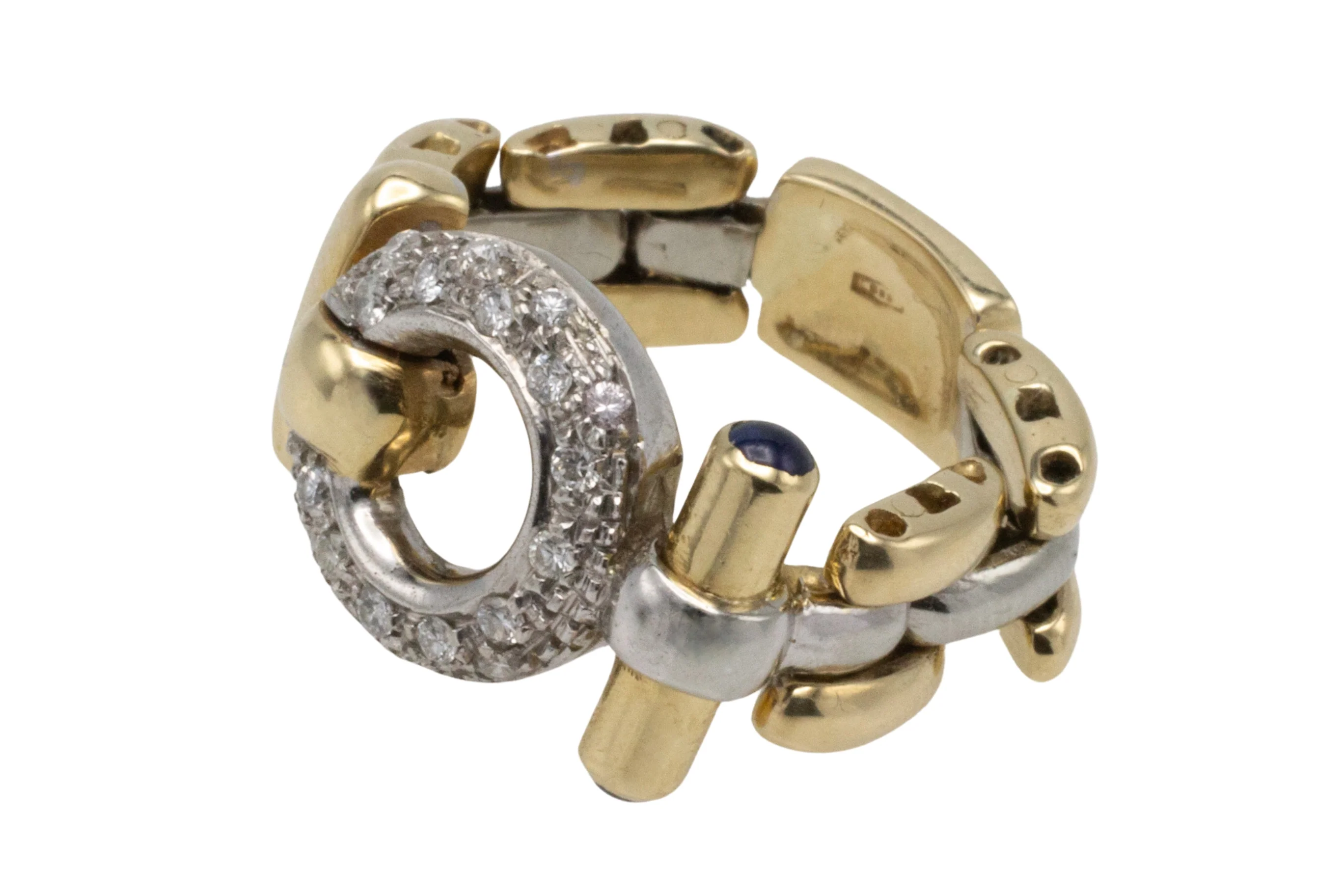 Chain link ring with diamonds and sapphires - Image 5