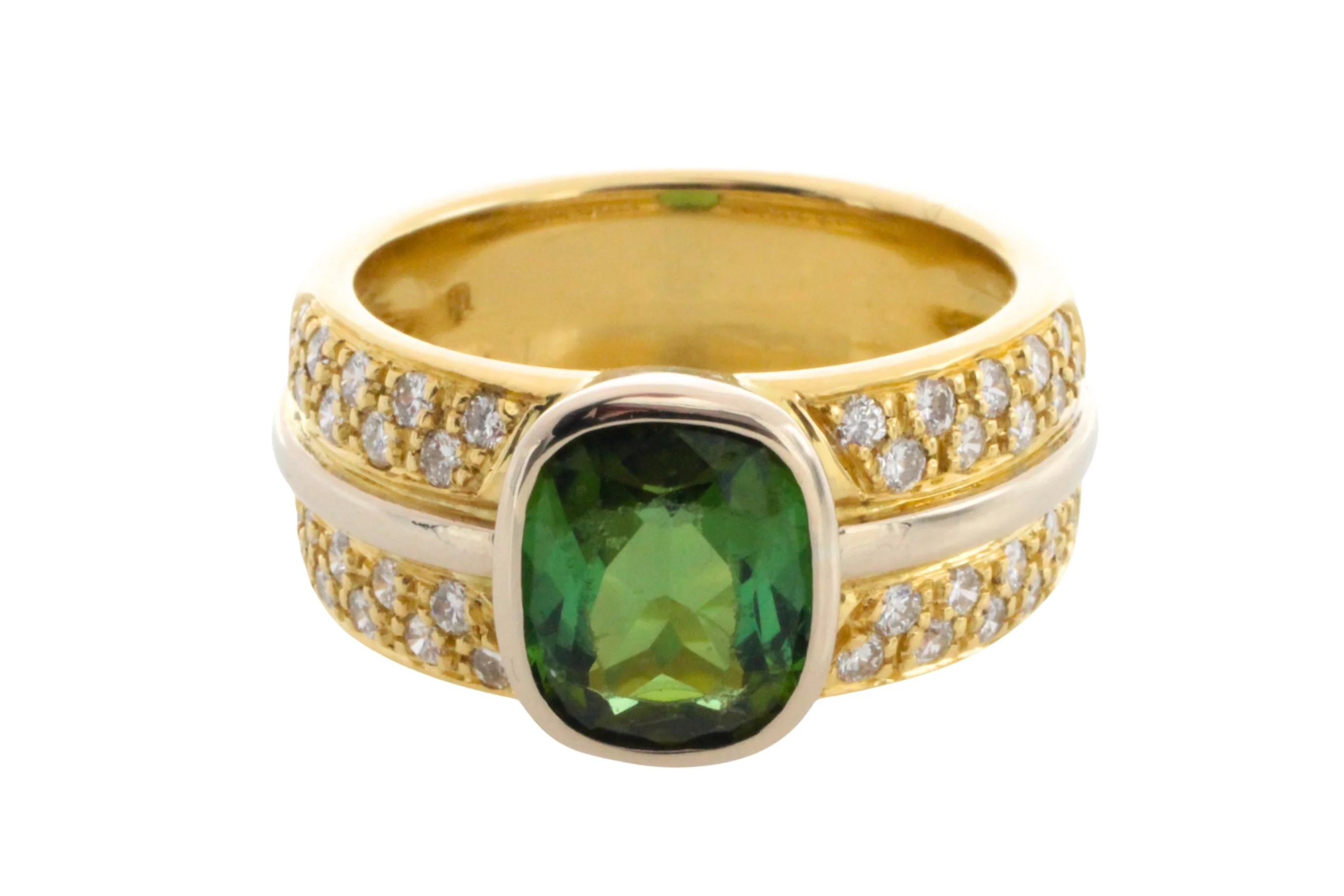 Chrome diopside and diamond ring in 18 carat gold - Image 3