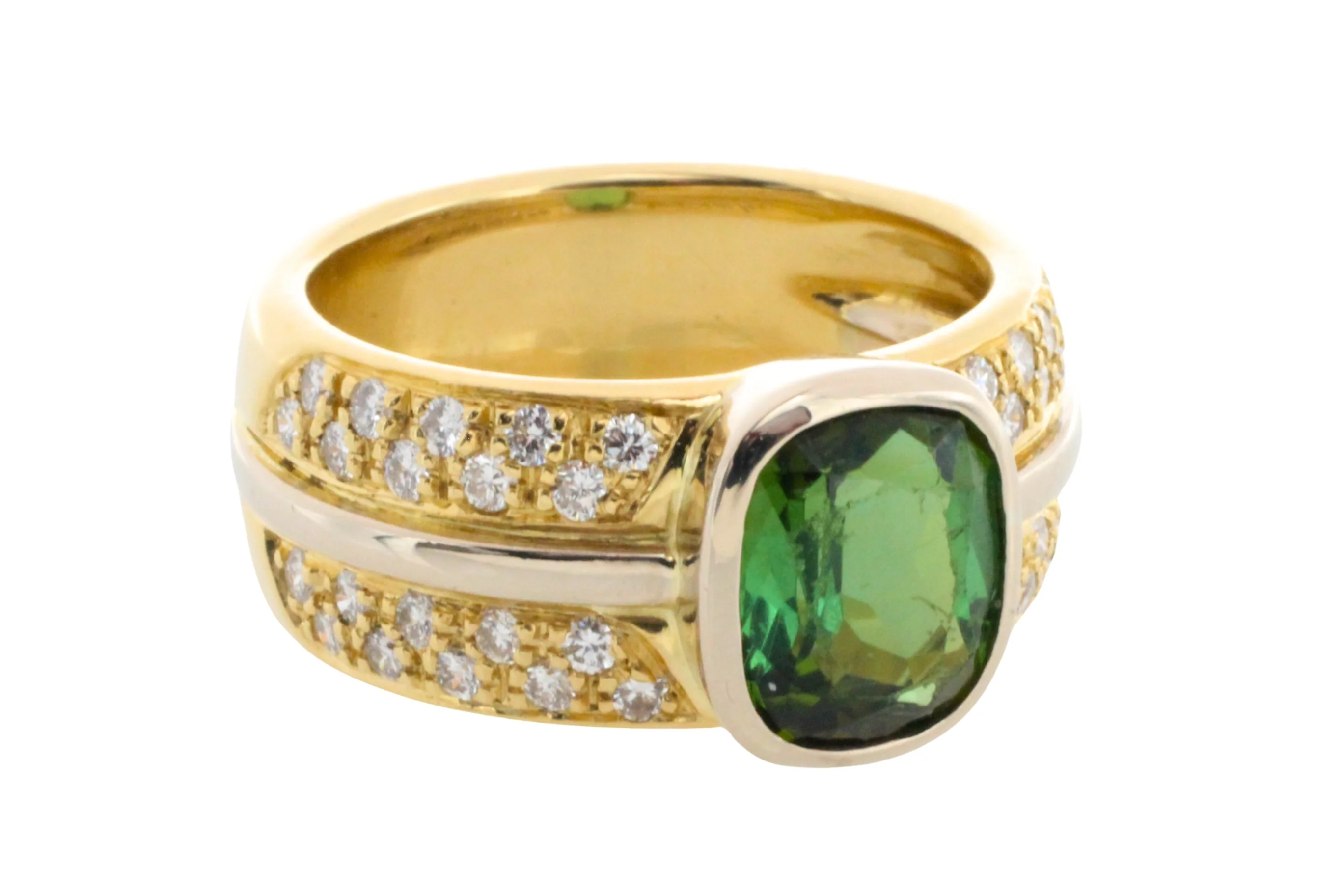 Chrome diopside and diamond ring in 18 carat gold - Image 4