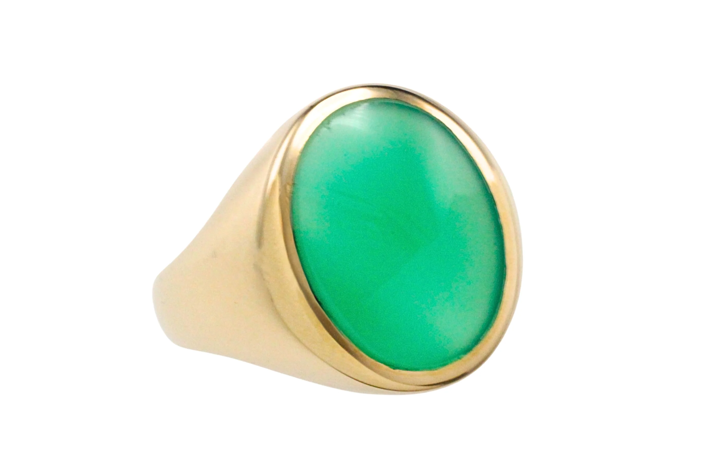 Chrysoprase signet ring in 14 carat gold