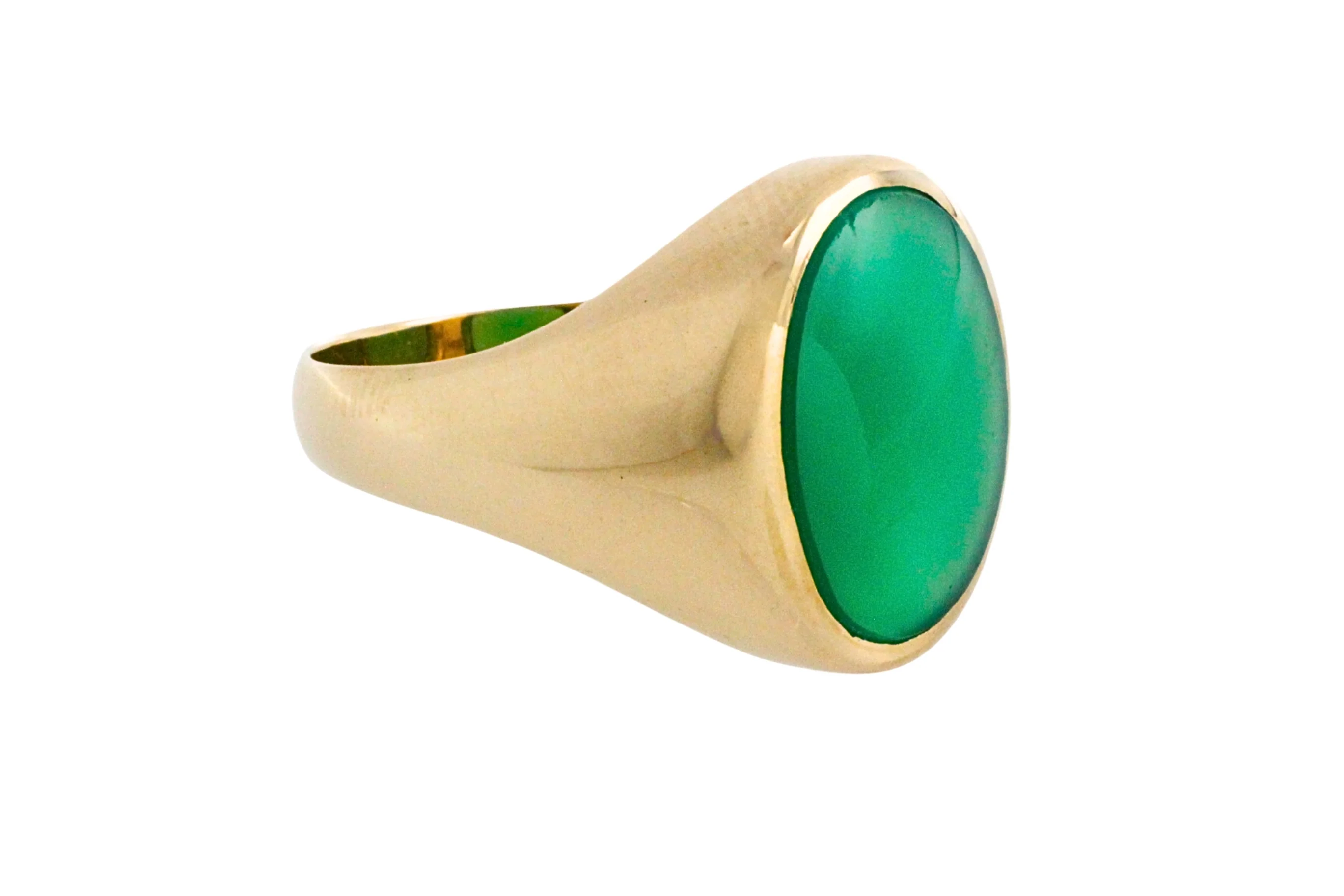 Chrysoprase signet ring in 14 carat gold - Image 2