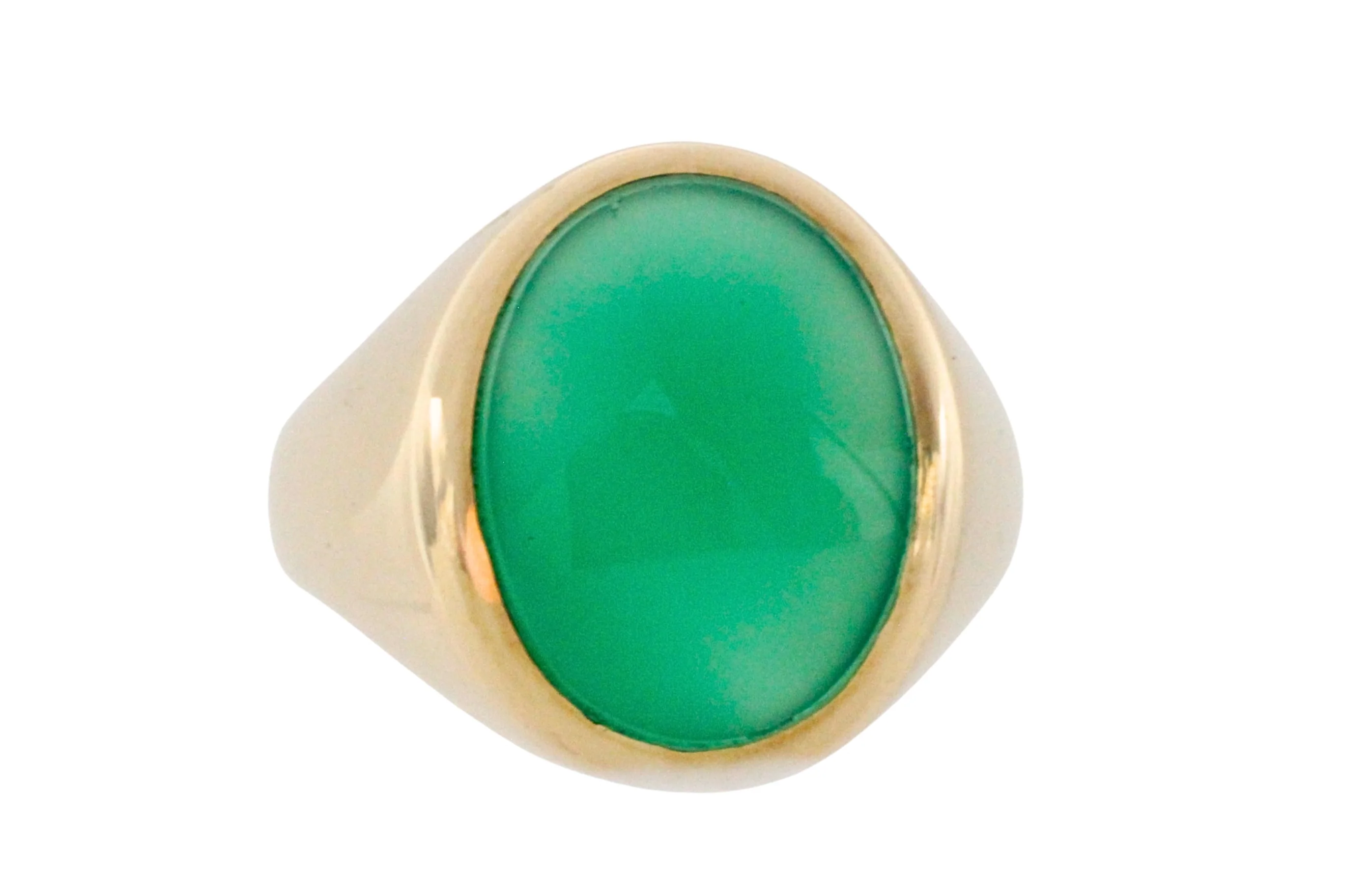 Chrysoprase signet ring in 14 carat gold - Image 3