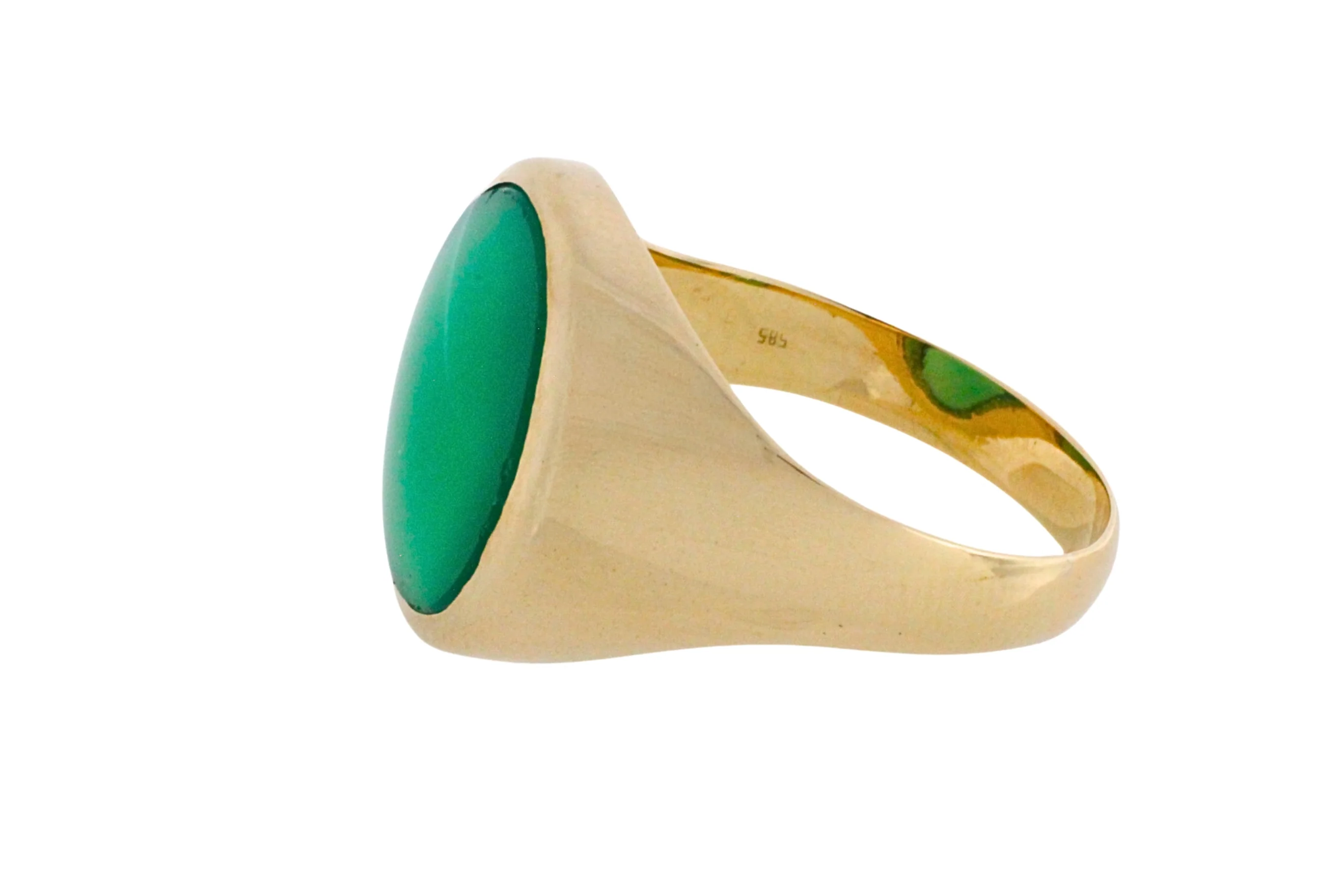 Chrysoprase signet ring in 14 carat gold - Image 4