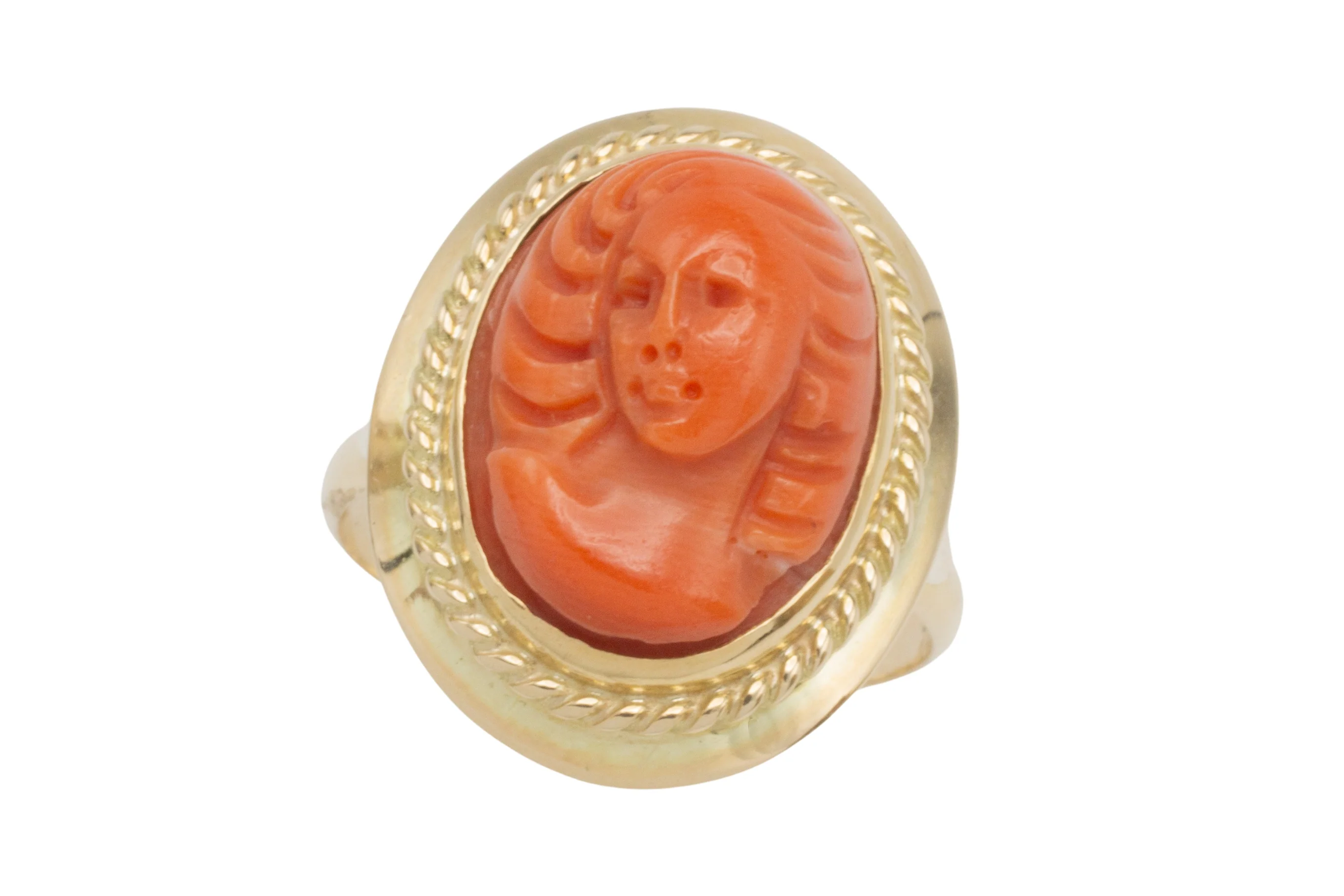 Coral cameo ring in 14 carat gold - Image 4