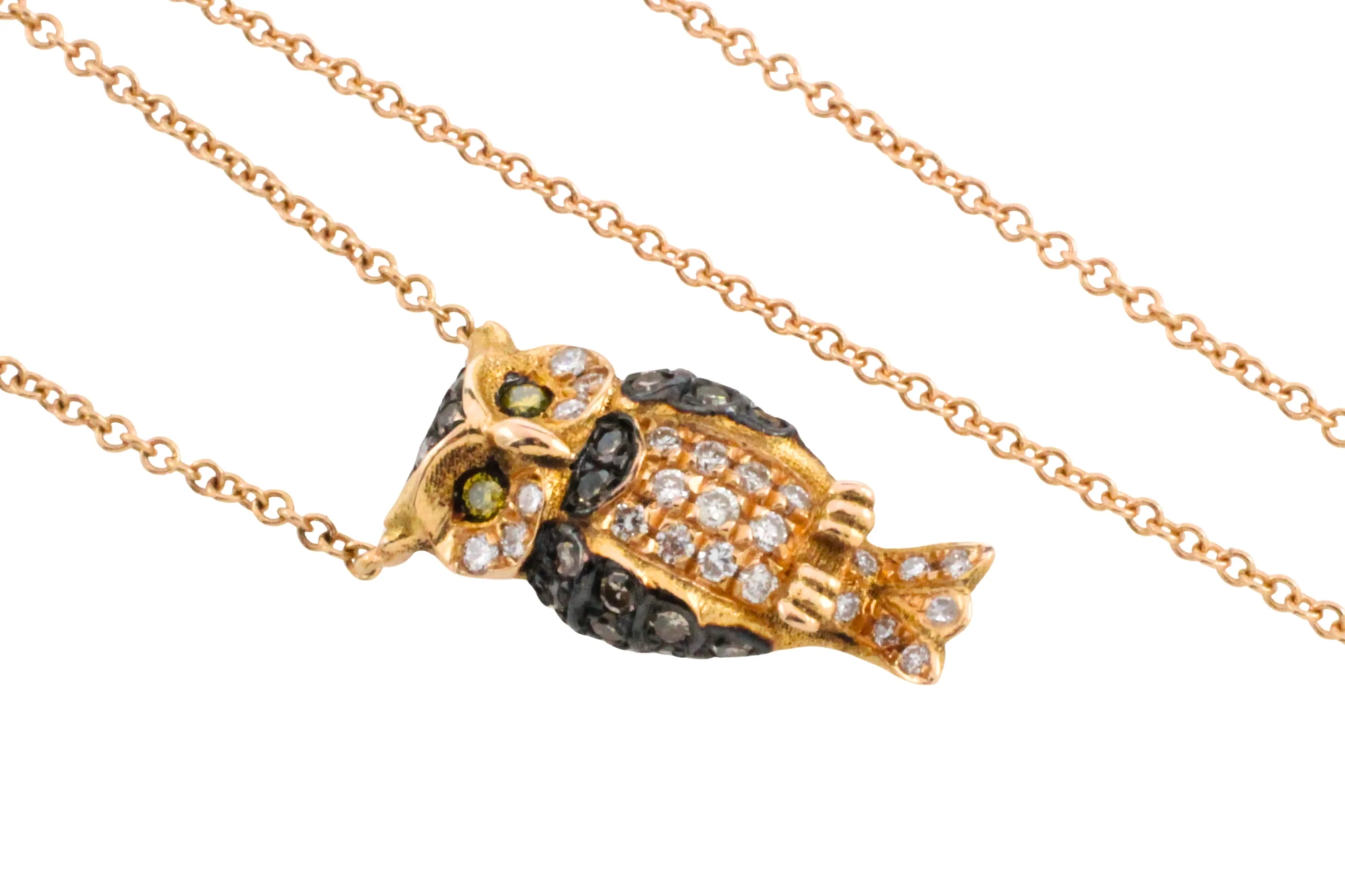 Diamond owl pendant in 18 carat rose gold - Image 2