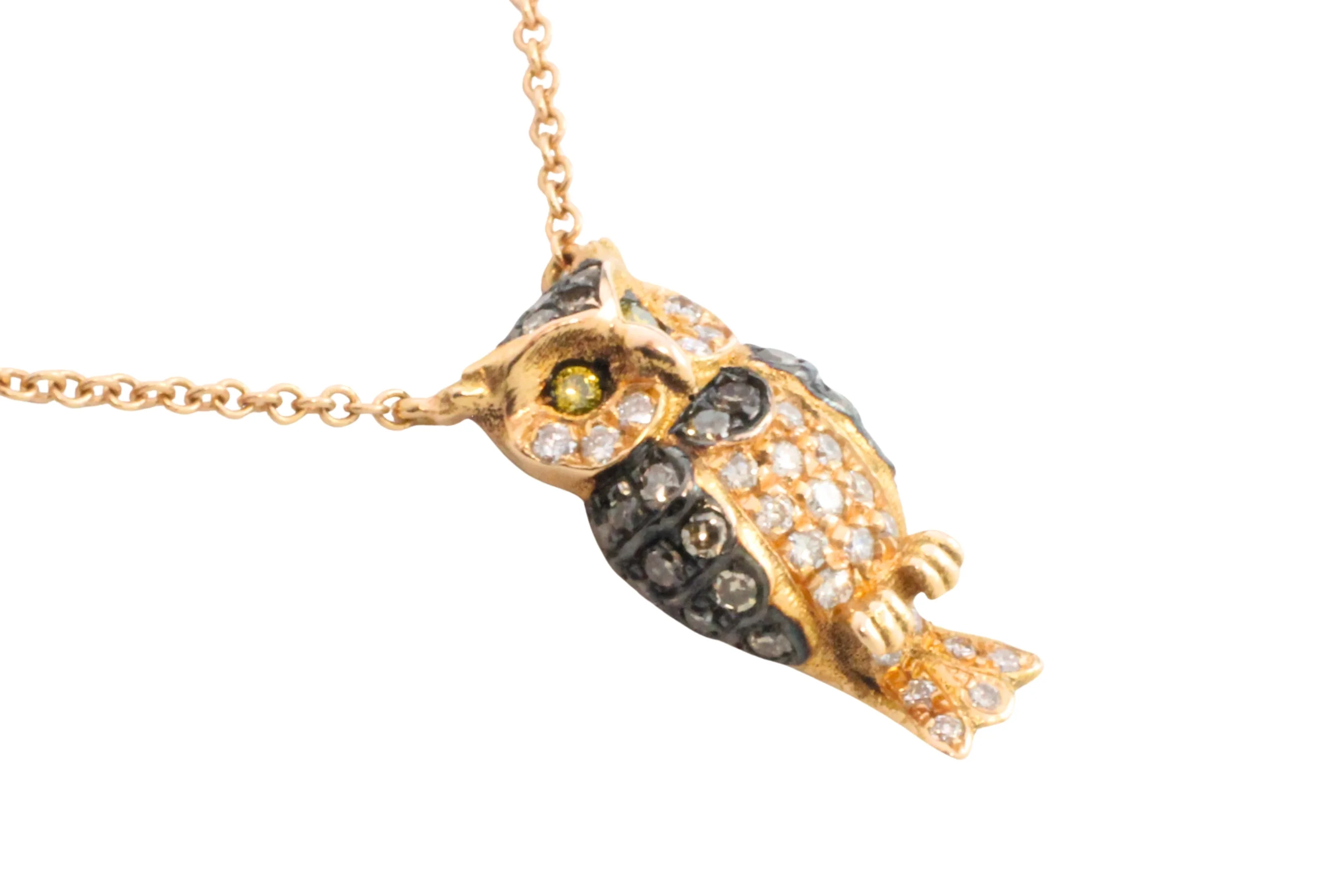 Diamond owl pendant in 18 carat rose gold - Image 3