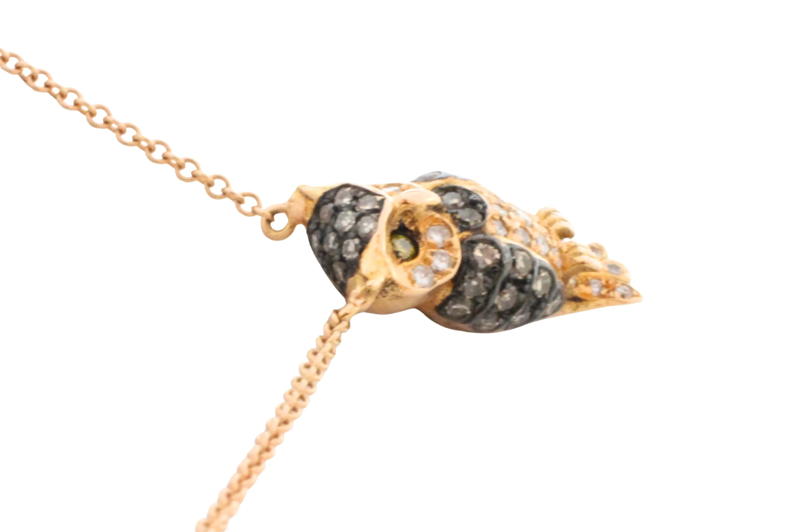 Diamond owl pendant in 18 carat rose gold - Image 4
