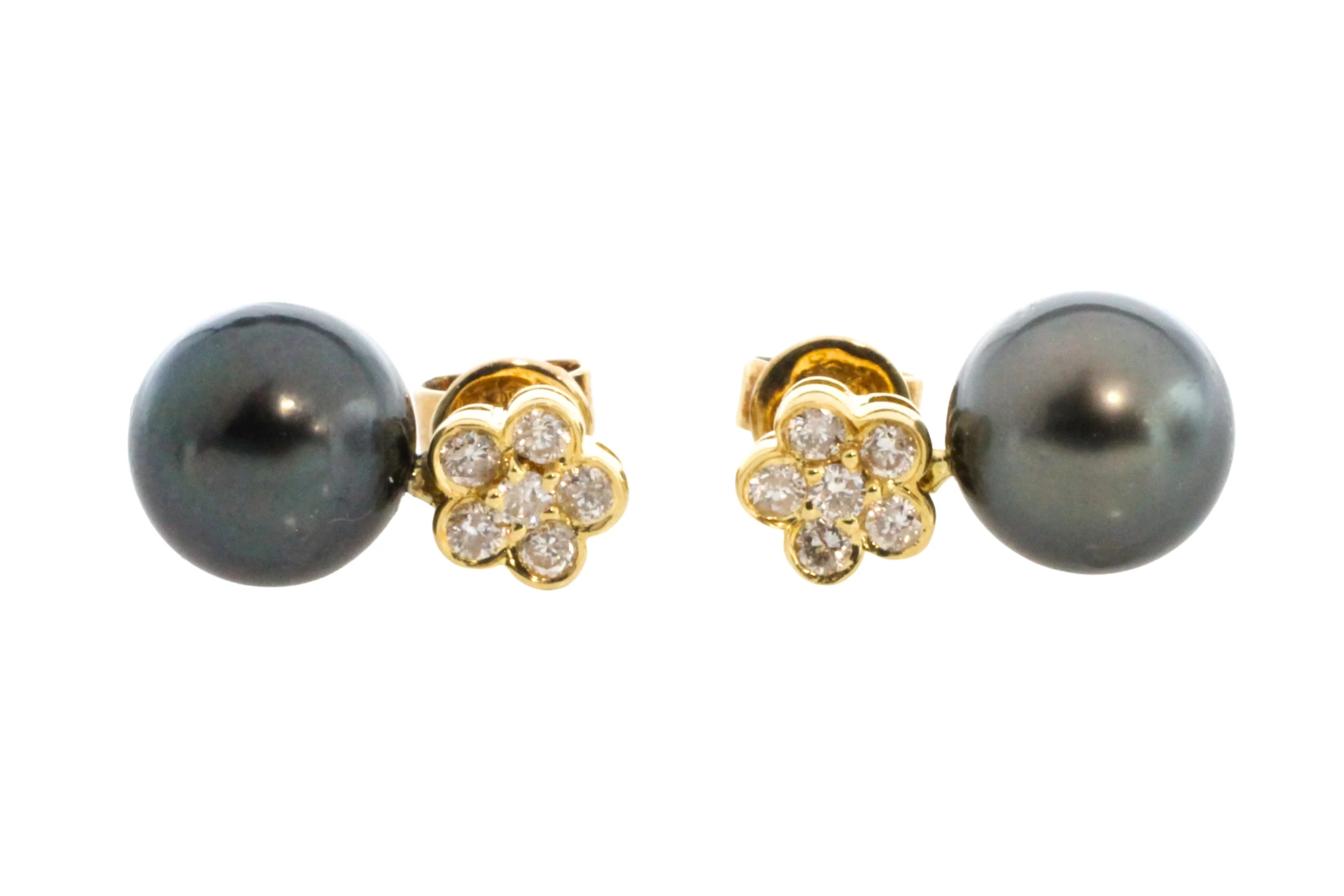 Diamond and grey pearl earrings - Image 3