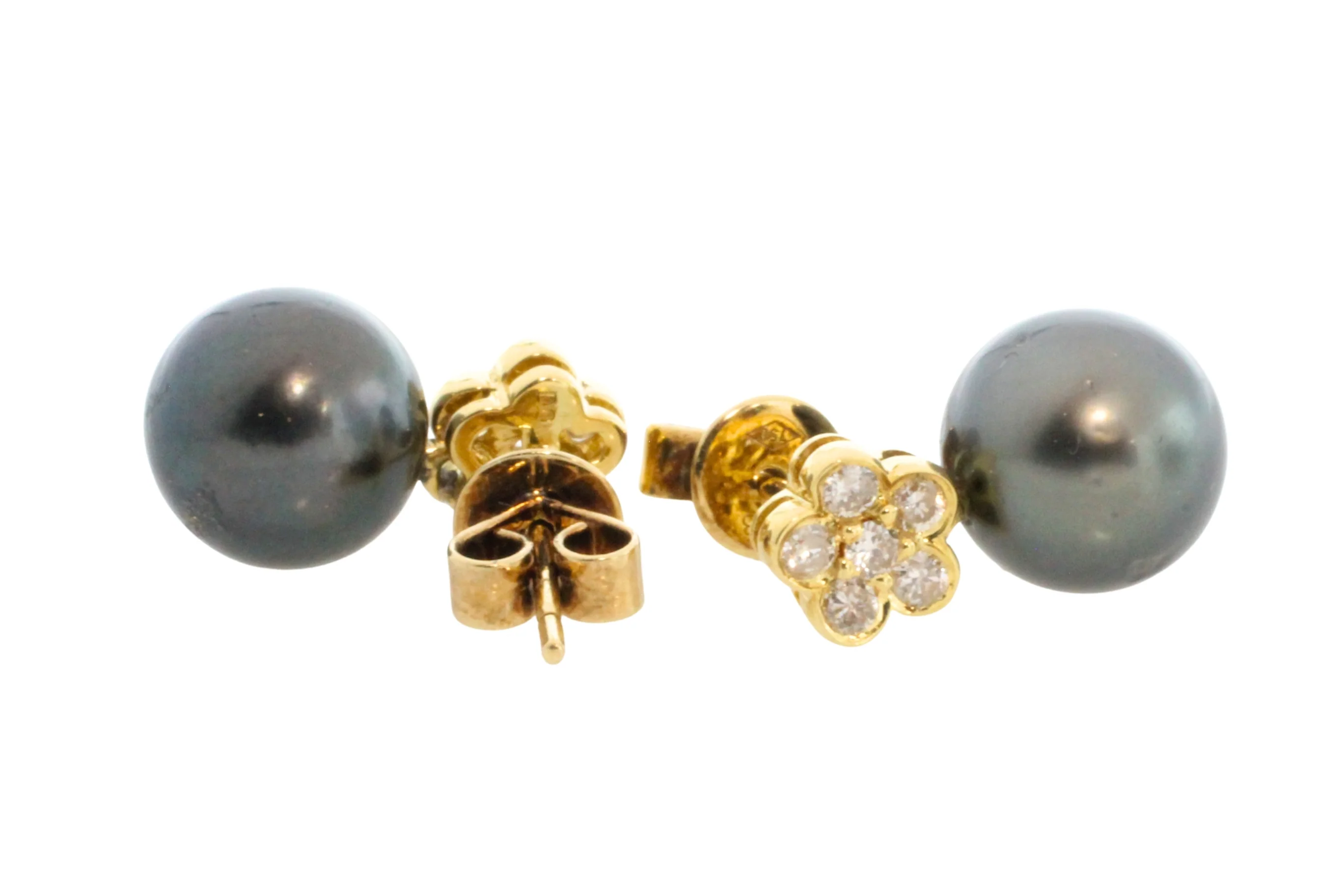 Diamond and grey pearl earrings - Image 4