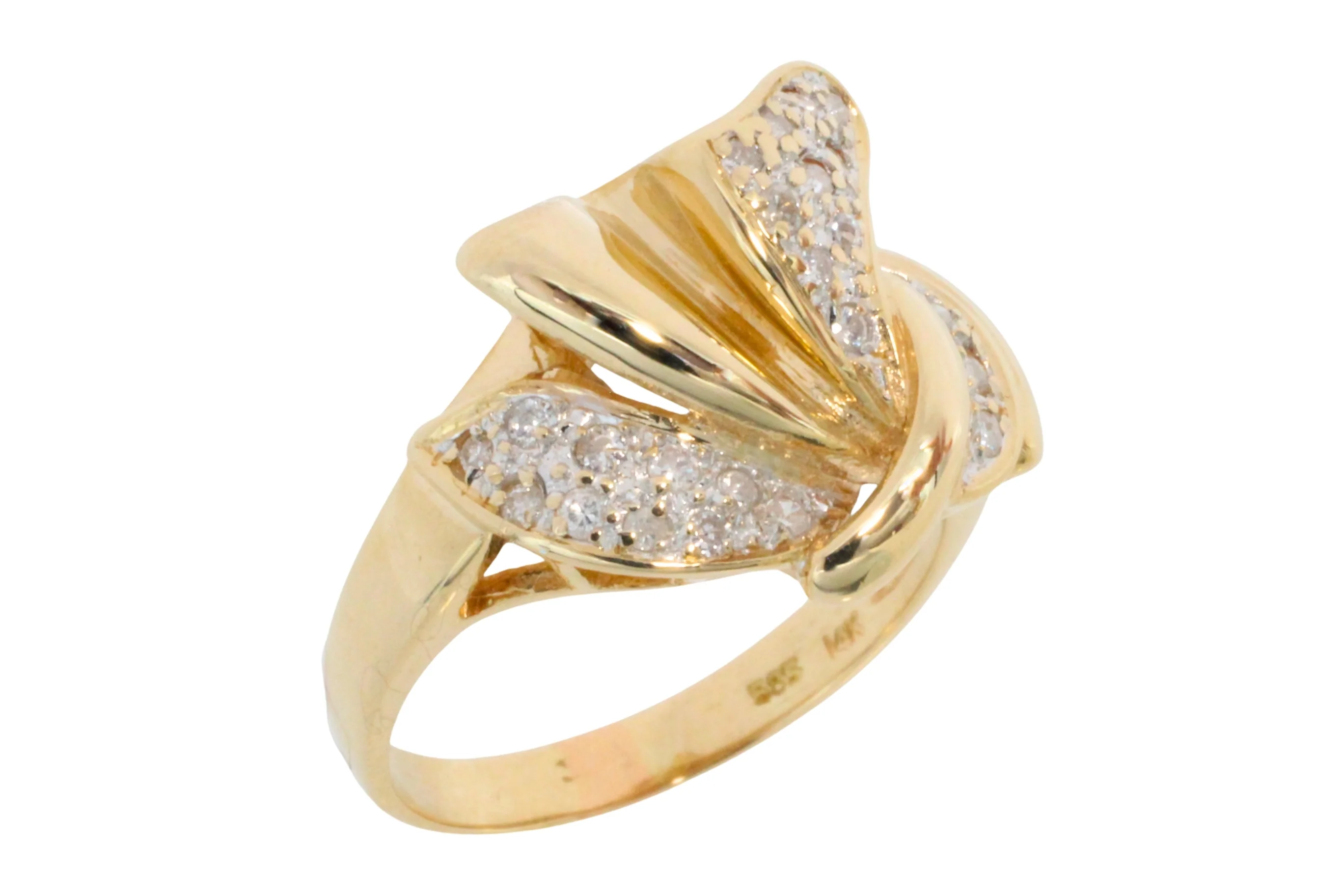 Diamond bow ring in 14 carat gold - Image 2