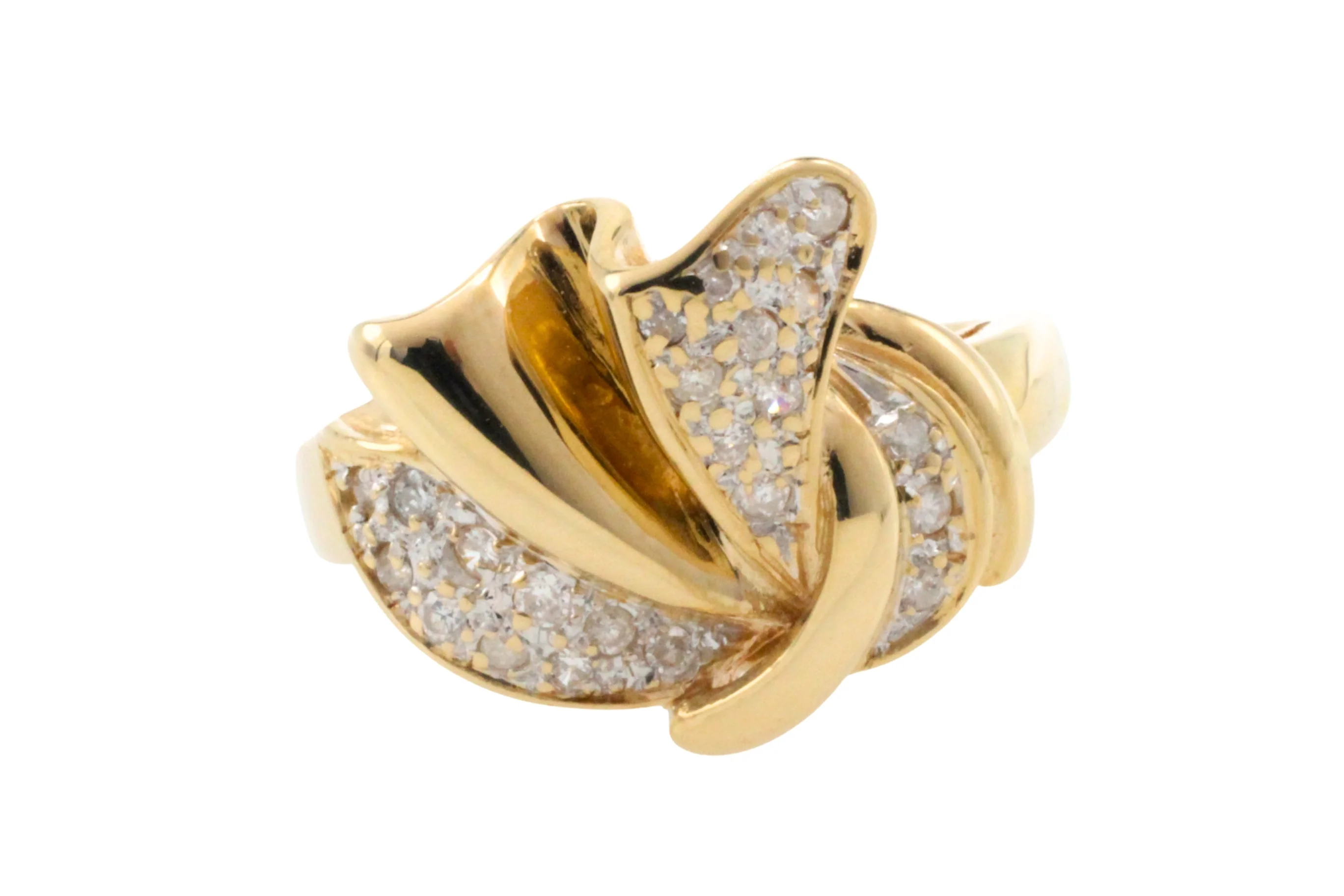 Diamond bow ring in 14 carat gold - Image 3